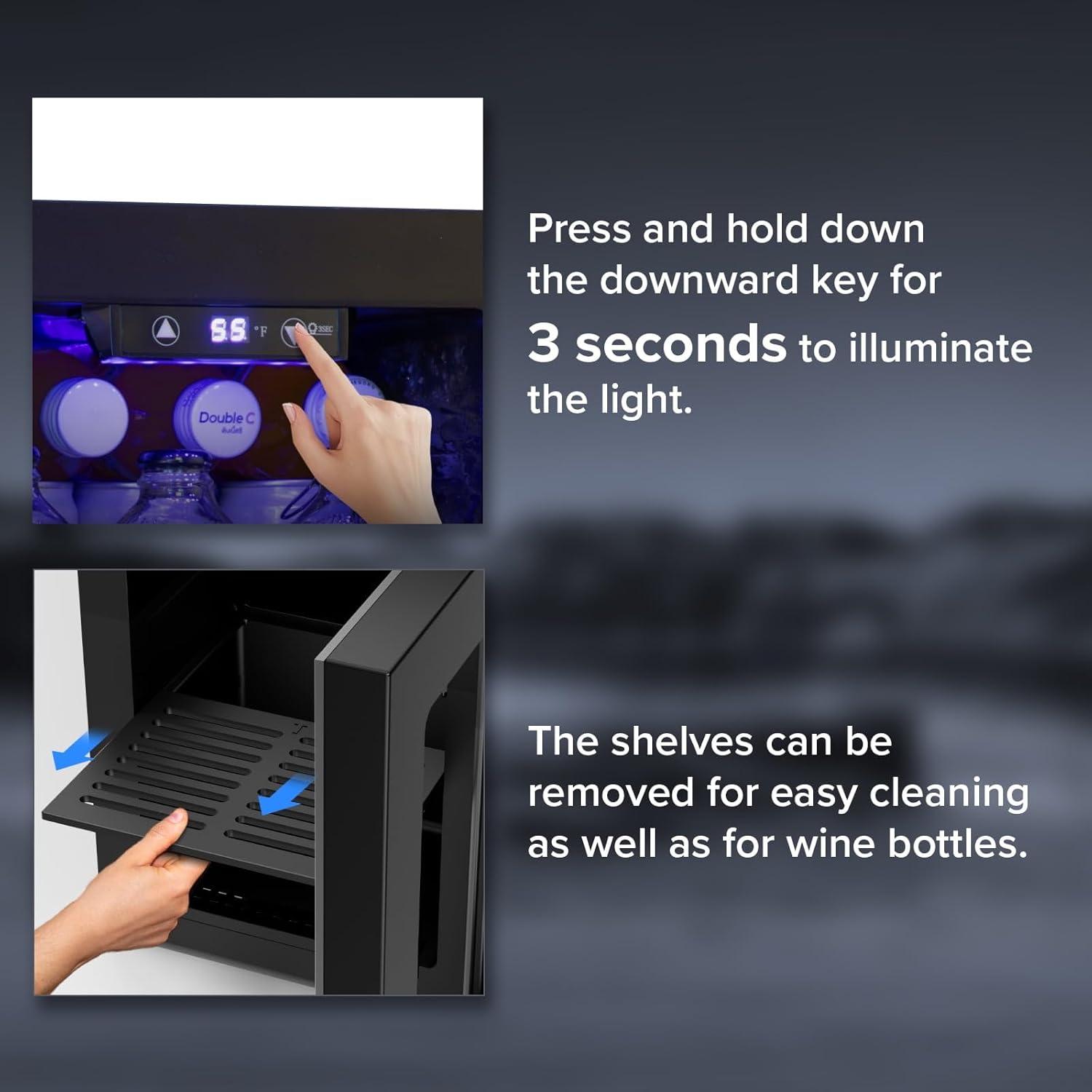 image2025 Upgrade 18L Beverage Refrigerator Wine Cooler 24 Cans Mini Fridge 06CuFt Countertop Drink Cooler Small Fridge with Adjustable Electronic Temperature Control LED Lgiht for Home Dorm Office20 Cans