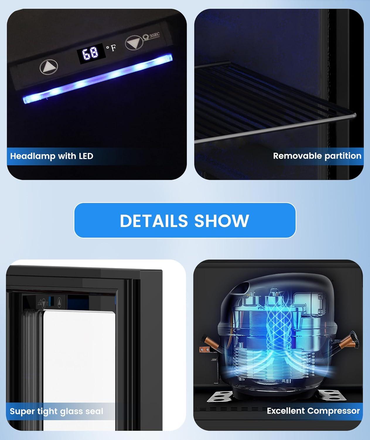 image2025 Upgrade 18L Beverage Refrigerator Wine Cooler 24 Cans Mini Fridge 06CuFt Countertop Drink Cooler Small Fridge with Adjustable Electronic Temperature Control LED Lgiht for Home Dorm Office24 Cans