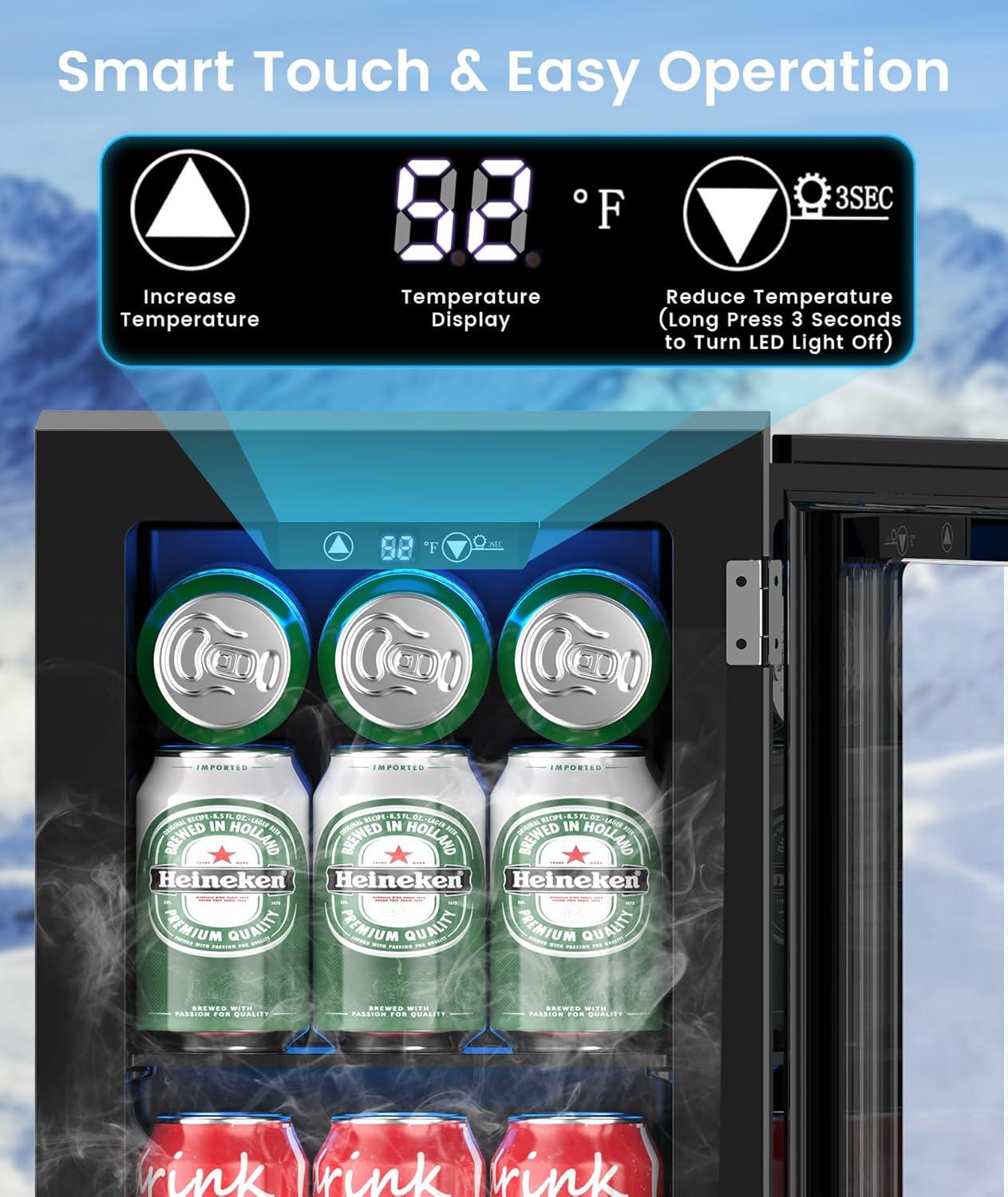 image2025 Upgrade 18L Beverage Refrigerator Wine Cooler 24 Cans Mini Fridge 06CuFt Countertop Drink Cooler Small Fridge with Adjustable Electronic Temperature Control LED Lgiht for Home Dorm Office24 Cans
