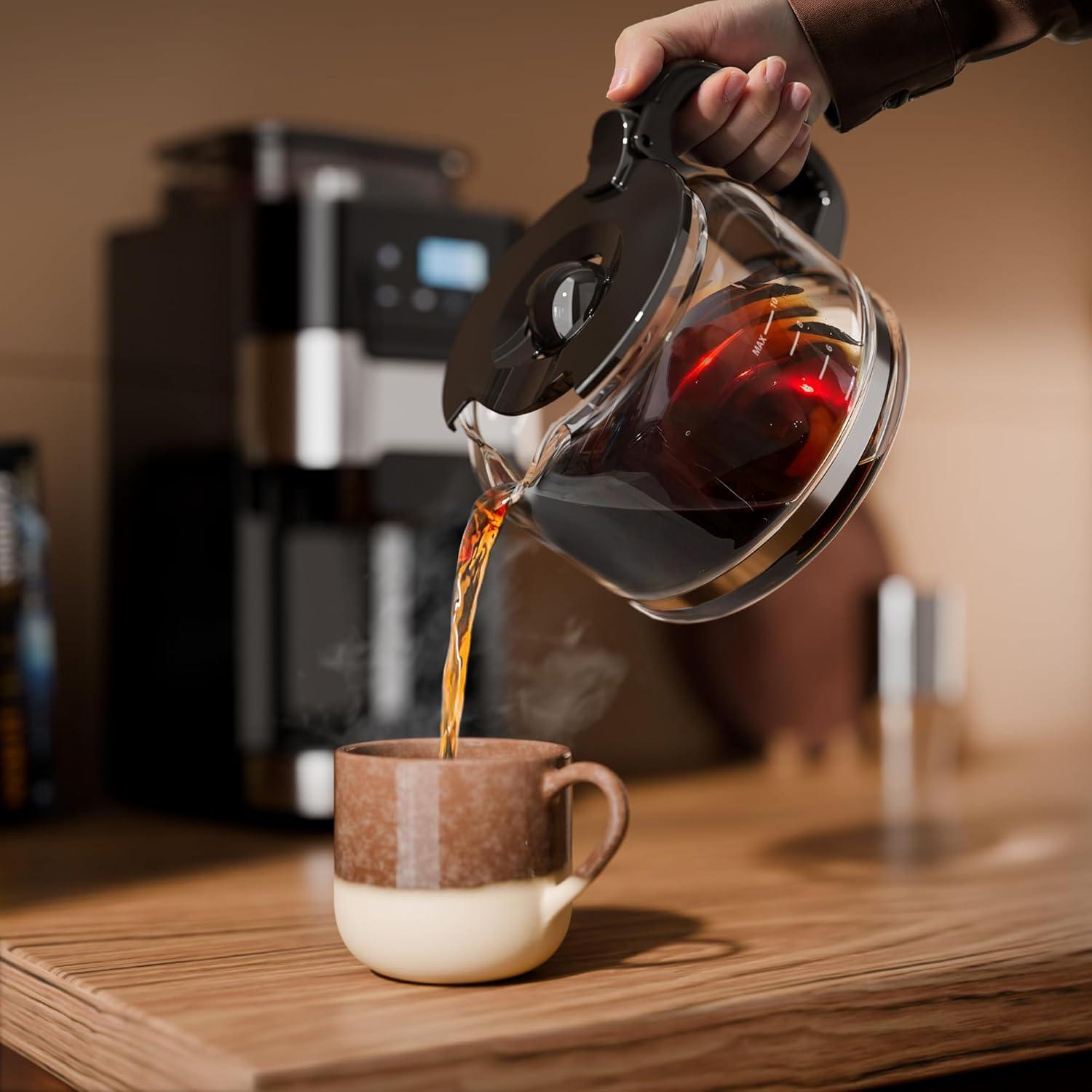 imageKismile 10Cup Digital Drip Coffee Maker with BuiltIn Grinder 12Hour Timer Programmable 15L Water Tank KeepWarm Function Combo Brewer and Grinder for Home ampamp Office Use