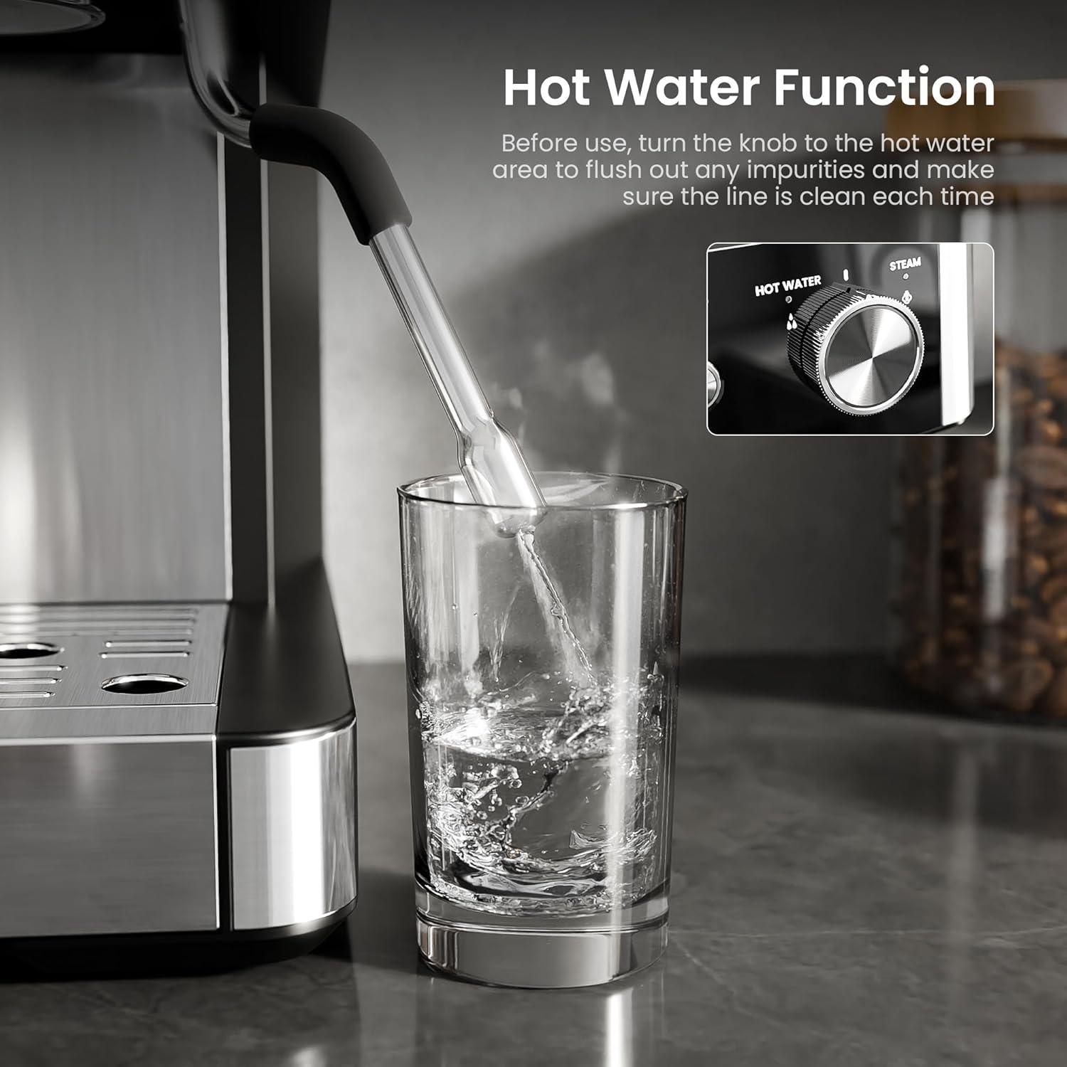 imageKismile 15 Bar Espresso Machines with Grinder Professional Espresso Maker with Removable Water Tank Milk Frother Steam Wand for LatteampampCappuccinoHot Water Function for Home Black15 Bar