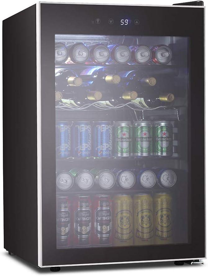 imageKismile 24 inch Wine and Beverage Refrigerator 20 Bottle and 88 Cans Dual Zone Wine Cooler with Glass Door Builtin or Freestanding WineBeerBeverage Fridge with Blue LED LightTransparent