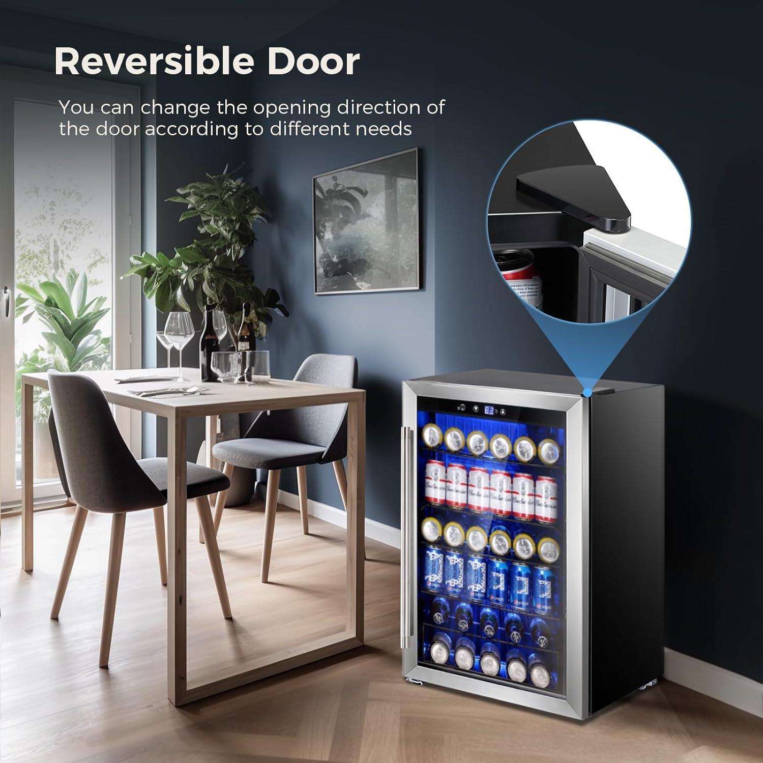 imageKismile 24 inch Wine and Beverage Refrigerator 20 Bottle and 88 Cans Dual Zone Wine Cooler with Glass Door Builtin or Freestanding WineBeerBeverage Fridge with Blue LED LightSilver