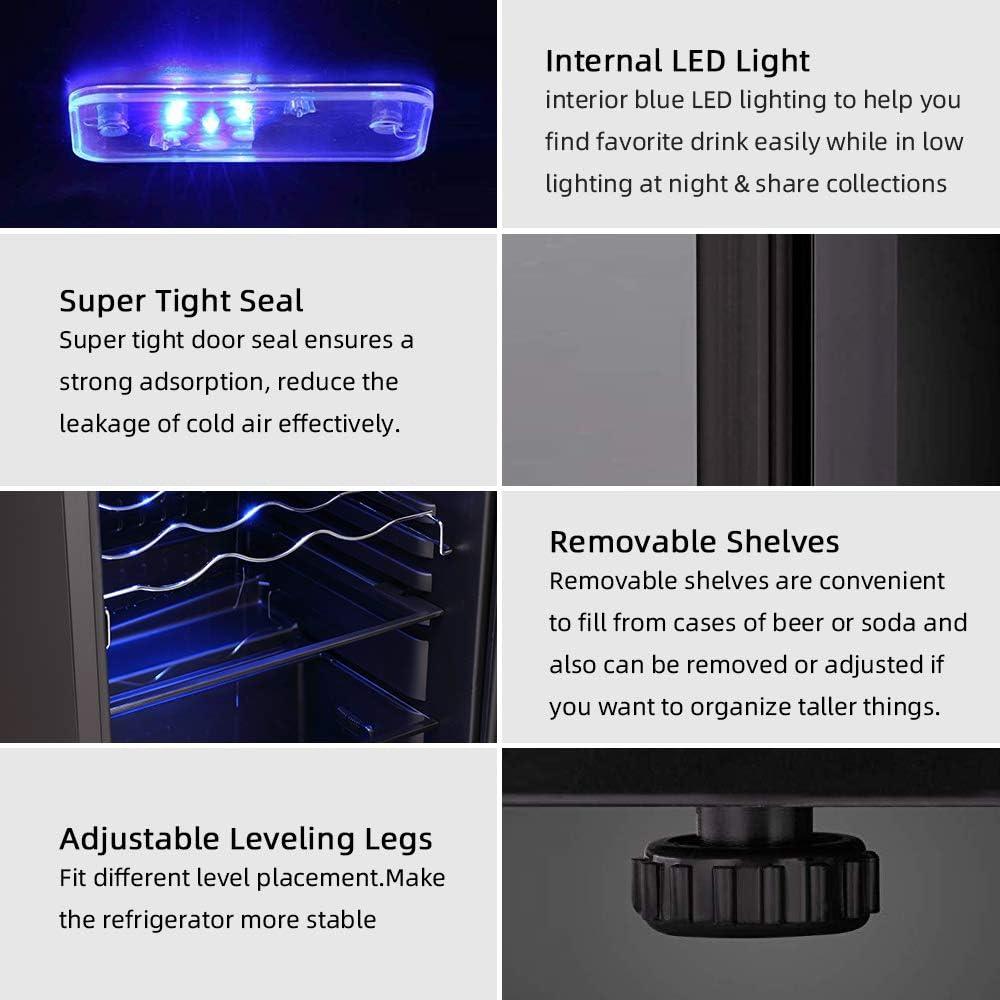 imageKismile 24 inch Wine and Beverage Refrigerator 20 Bottle and 88 Cans Dual Zone Wine Cooler with Glass Door Builtin or Freestanding WineBeerBeverage Fridge with Blue LED LightTransparent