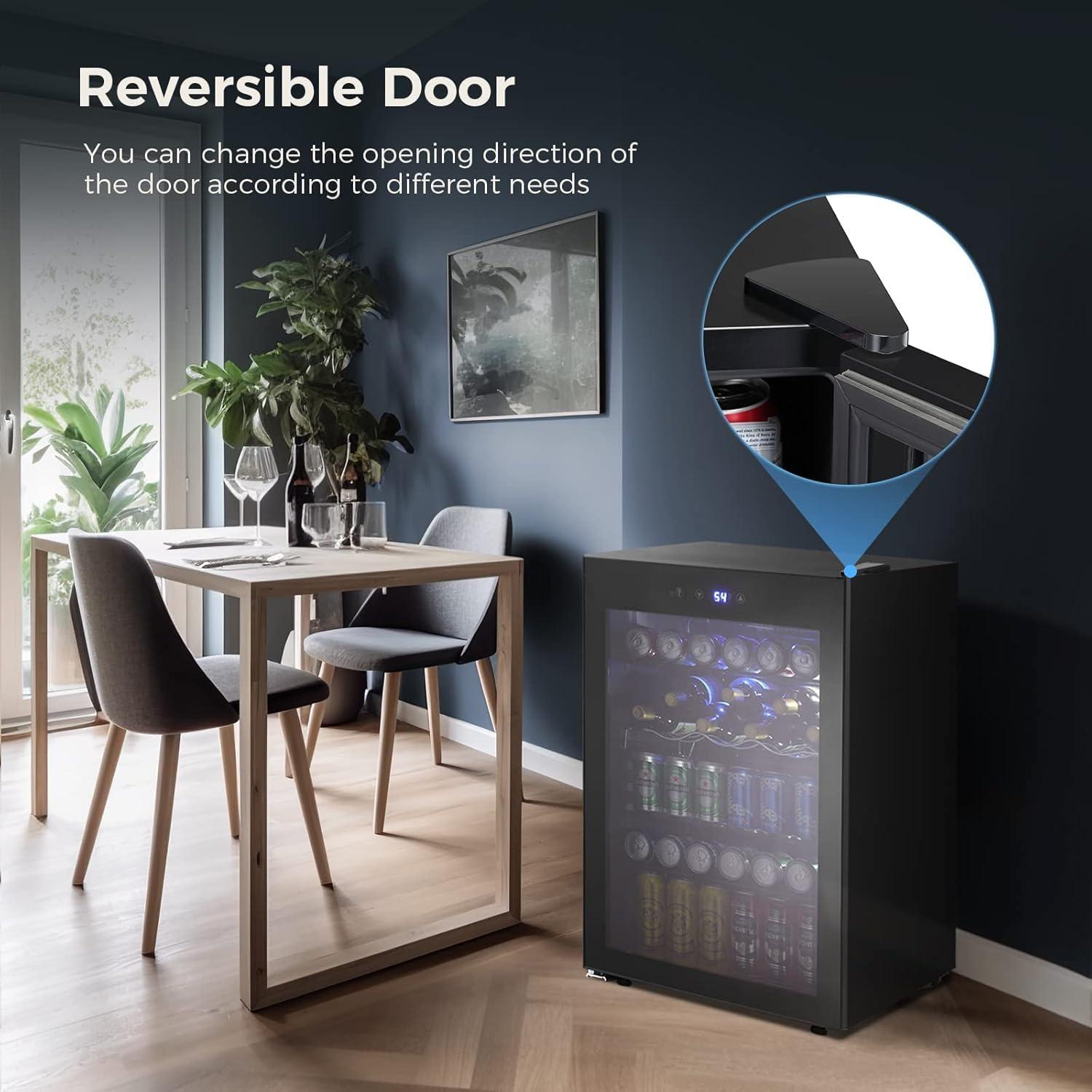 imageKismile 24 inch Wine and Beverage Refrigerator 20 Bottle and 88 Cans Dual Zone Wine Cooler with Glass Door Builtin or Freestanding WineBeerBeverage Fridge with Blue LED LightBlack