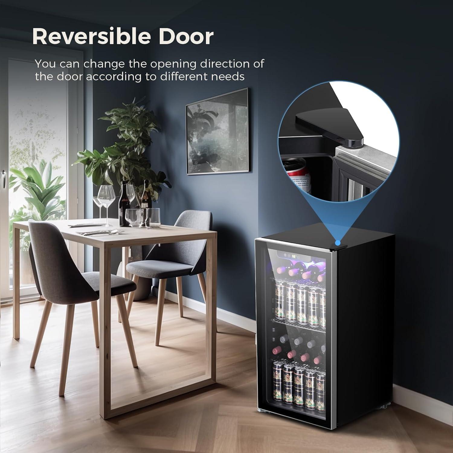 imageKismile 24 inch Wine and Beverage Refrigerator 20 Bottle and 88 Cans Dual Zone Wine Cooler with Glass Door Builtin or Freestanding WineBeerBeverage Fridge with Blue LED LightBlack