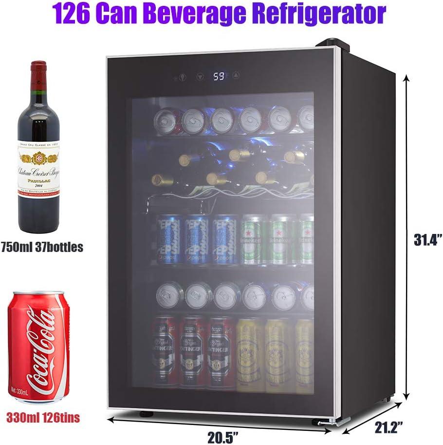 imageKismile 24 inch Wine and Beverage Refrigerator 20 Bottle and 88 Cans Dual Zone Wine Cooler with Glass Door Builtin or Freestanding WineBeerBeverage Fridge with Blue LED LightTransparent