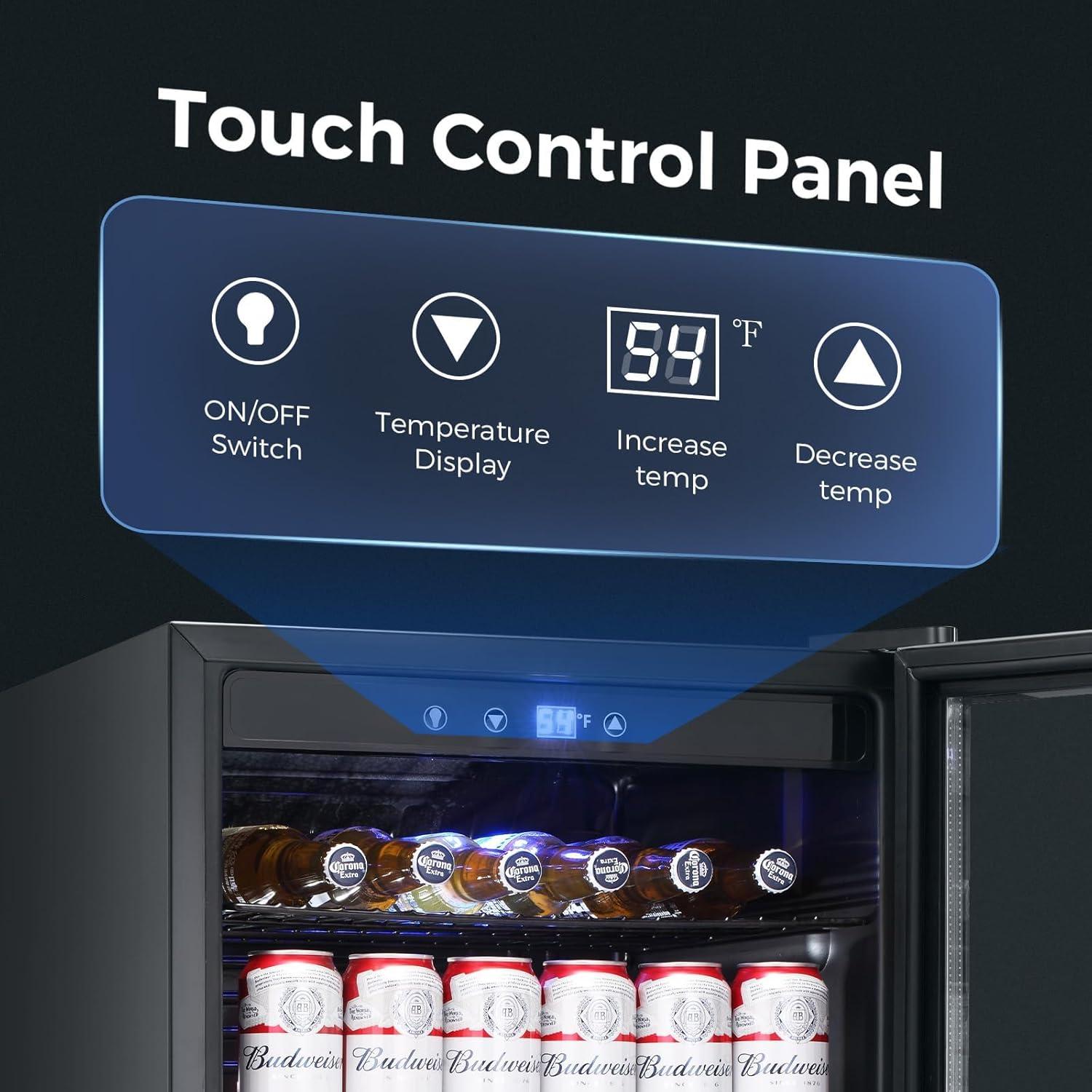 imageKismile 24 inch Wine and Beverage Refrigerator 20 Bottle and 88 Cans Dual Zone Wine Cooler with Glass Door Builtin or Freestanding WineBeerBeverage Fridge with Blue LED LightSilver