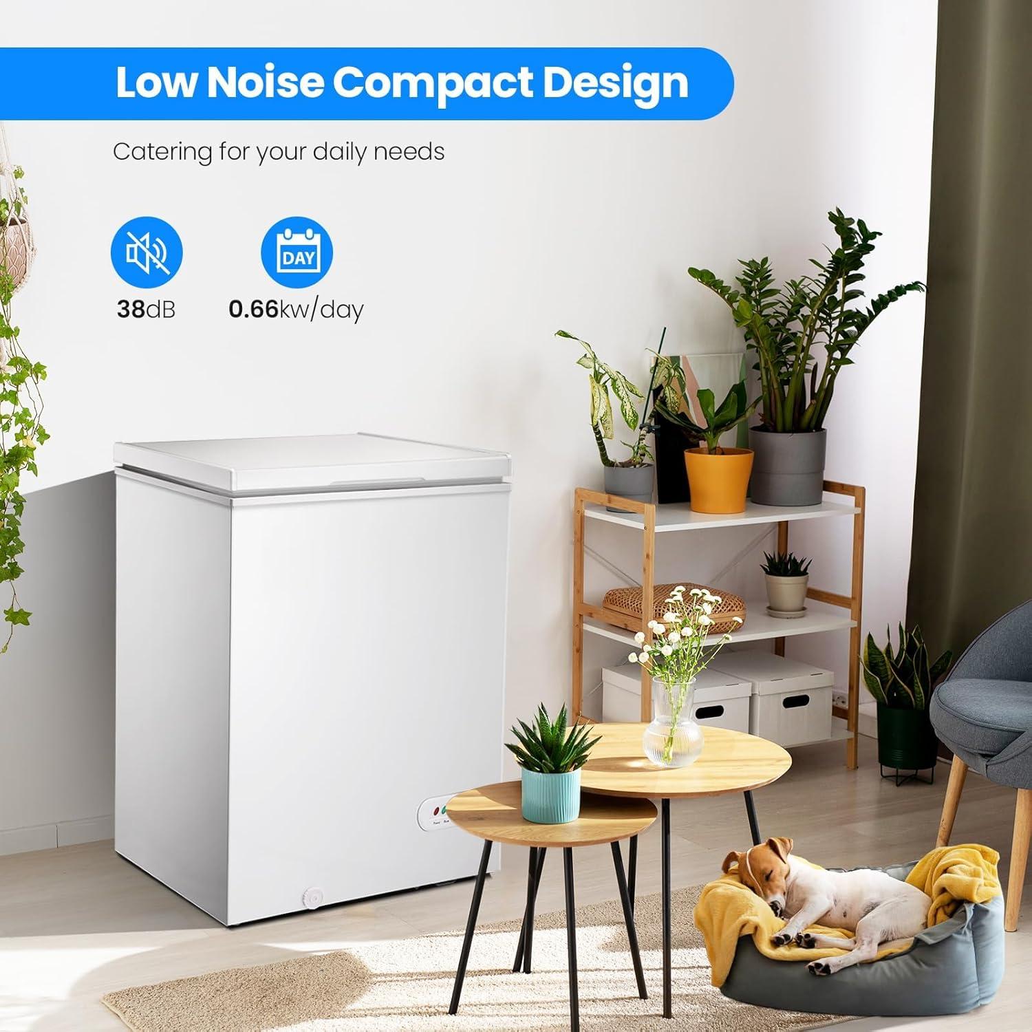 imageKismile 35 Cubic Feet Chest Freezer with 2 Removable Baskets Free Standing Top Open Door Compact Deep Freezer with Adjustable Temperature for HomeKitchenOfficeBar 35 Cubic Feet BlackWhite