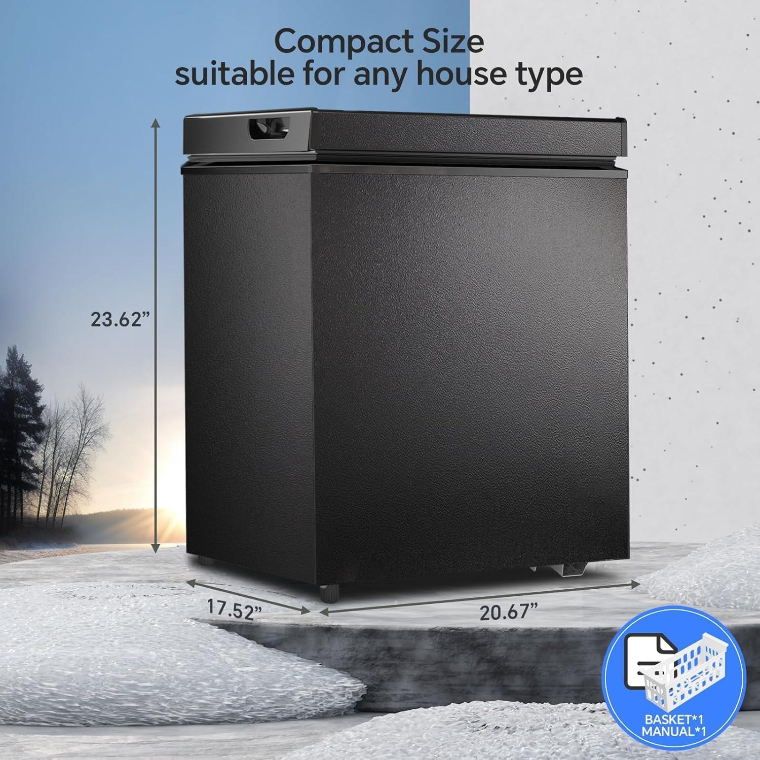 imageKismile 35 Cubic Feet Chest Freezer with 2 Removable Baskets Free Standing Top Open Door Compact Deep Freezer with Adjustable Temperature for HomeKitchenOfficeBar 35 Cubic Feet BlackBlack