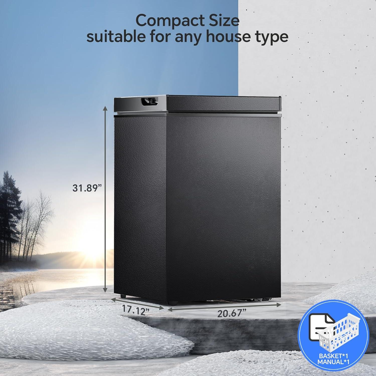imageKismile 35 Cubic Feet Chest Freezer with 2 Removable Baskets Free Standing Top Open Door Compact Deep Freezer with Adjustable Temperature for HomeKitchenOfficeBar 35 Cubic Feet BlackBlack