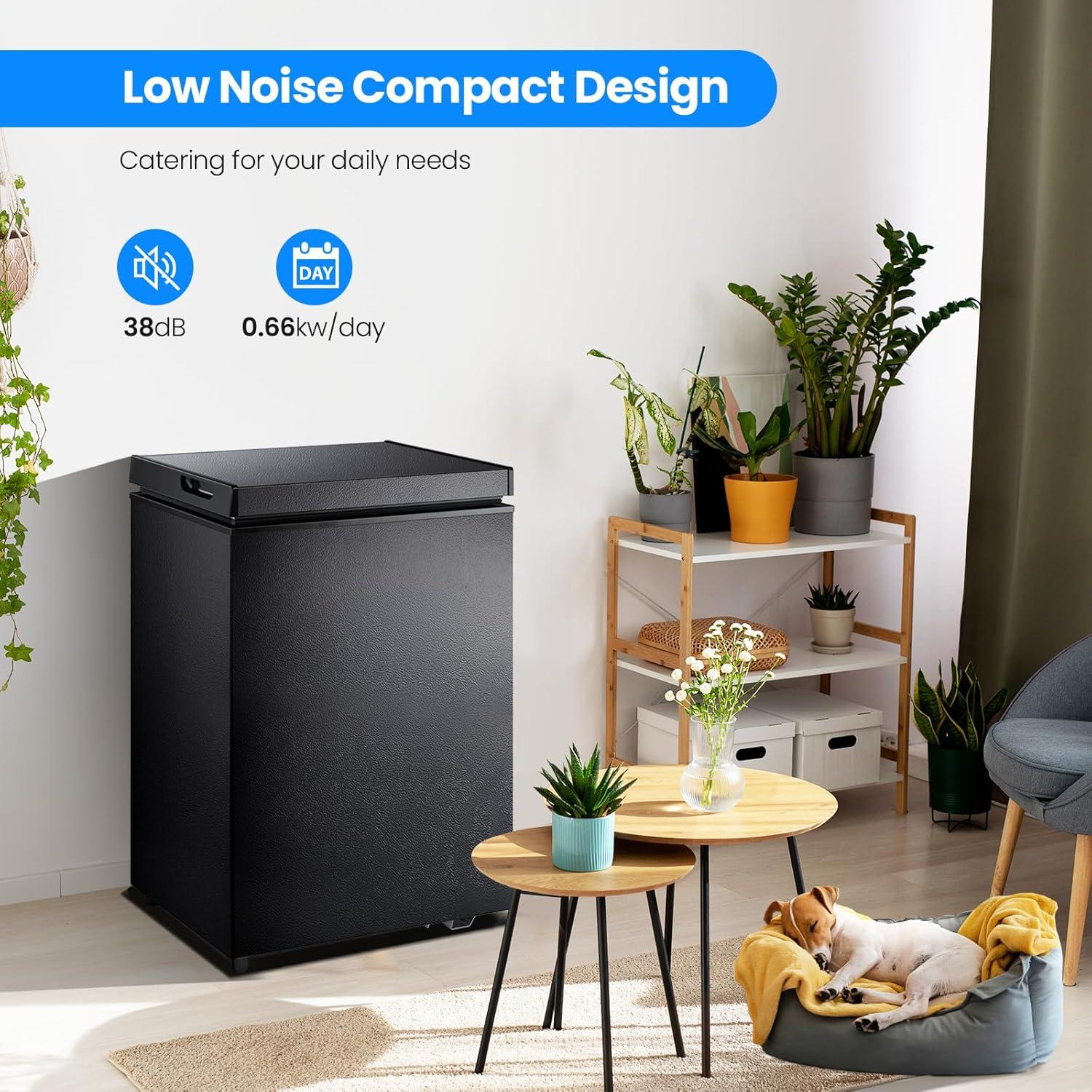 imageKismile 35 Cubic Feet Chest Freezer with 2 Removable Baskets Free Standing Top Open Door Compact Deep Freezer with Adjustable Temperature for HomeKitchenOfficeBar 35 Cubic Feet BlackBlack