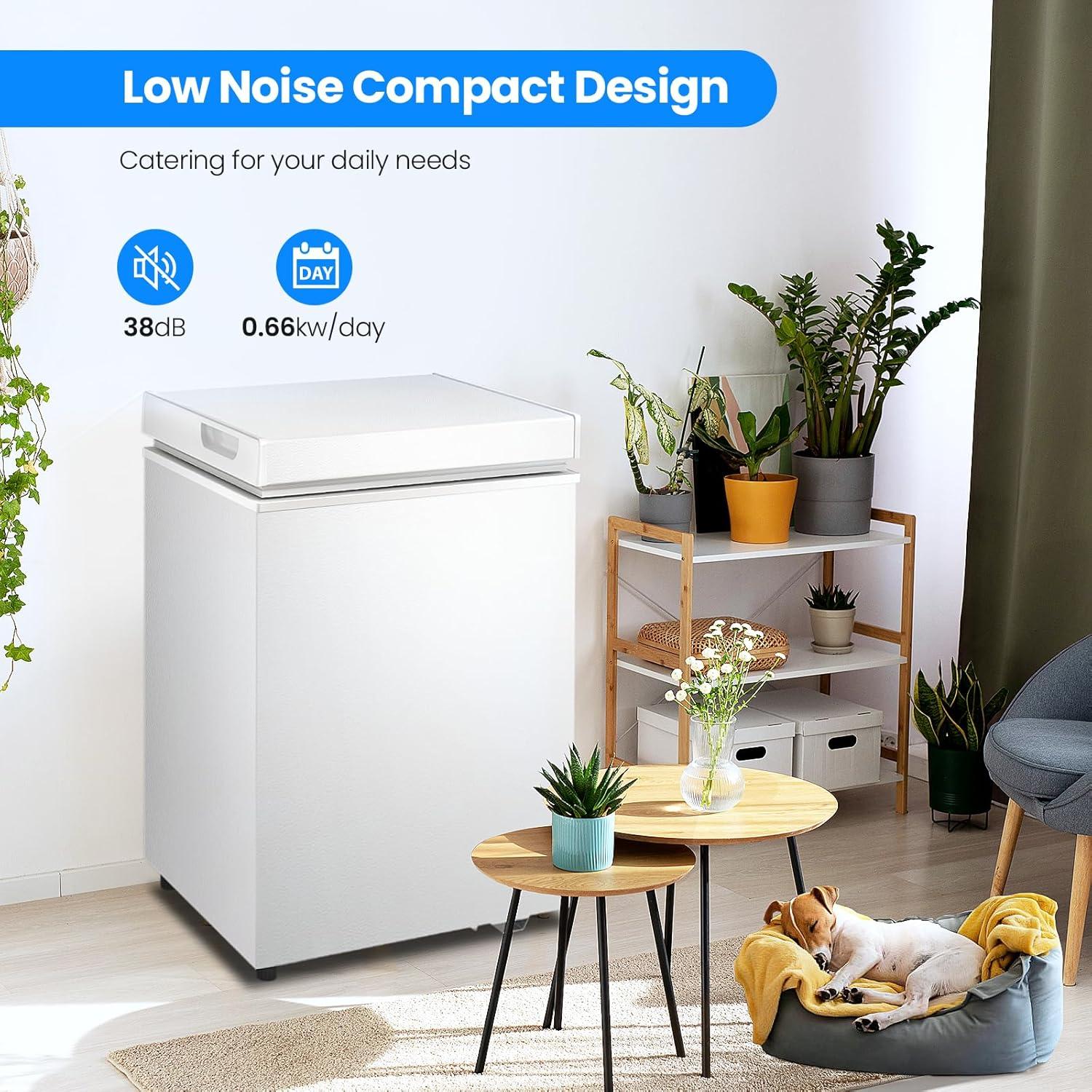 imageKismile 35 Cubic Feet Chest Freezer with 2 Removable Baskets Free Standing Top Open Door Compact Deep Freezer with Adjustable Temperature for HomeKitchenOfficeBar 35 Cubic Feet BlackWhite