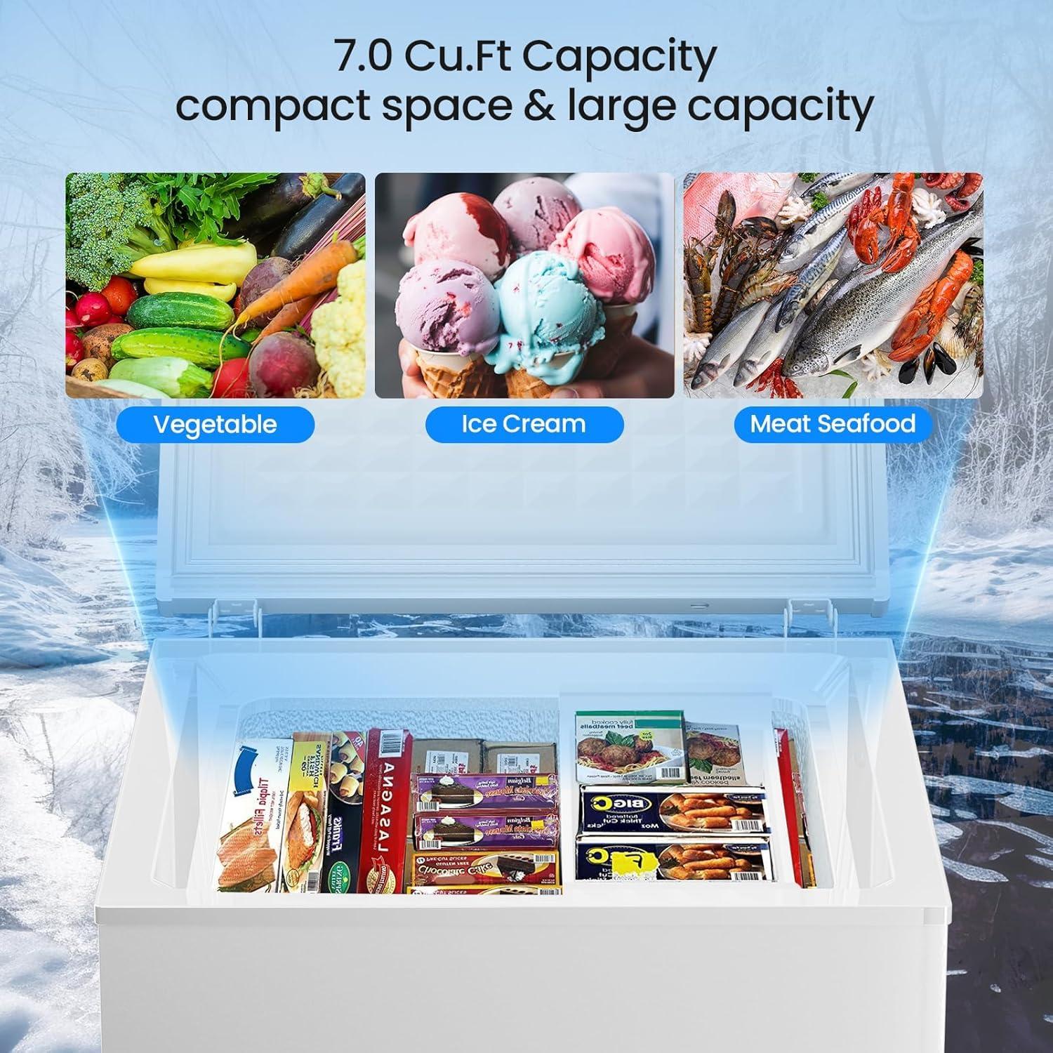 imageKismile 35 Cubic Feet Chest Freezer with 2 Removable Baskets Free Standing Top Open Door Compact Deep Freezer with Adjustable Temperature for HomeKitchenOfficeBar 35 Cubic Feet BlackWhite