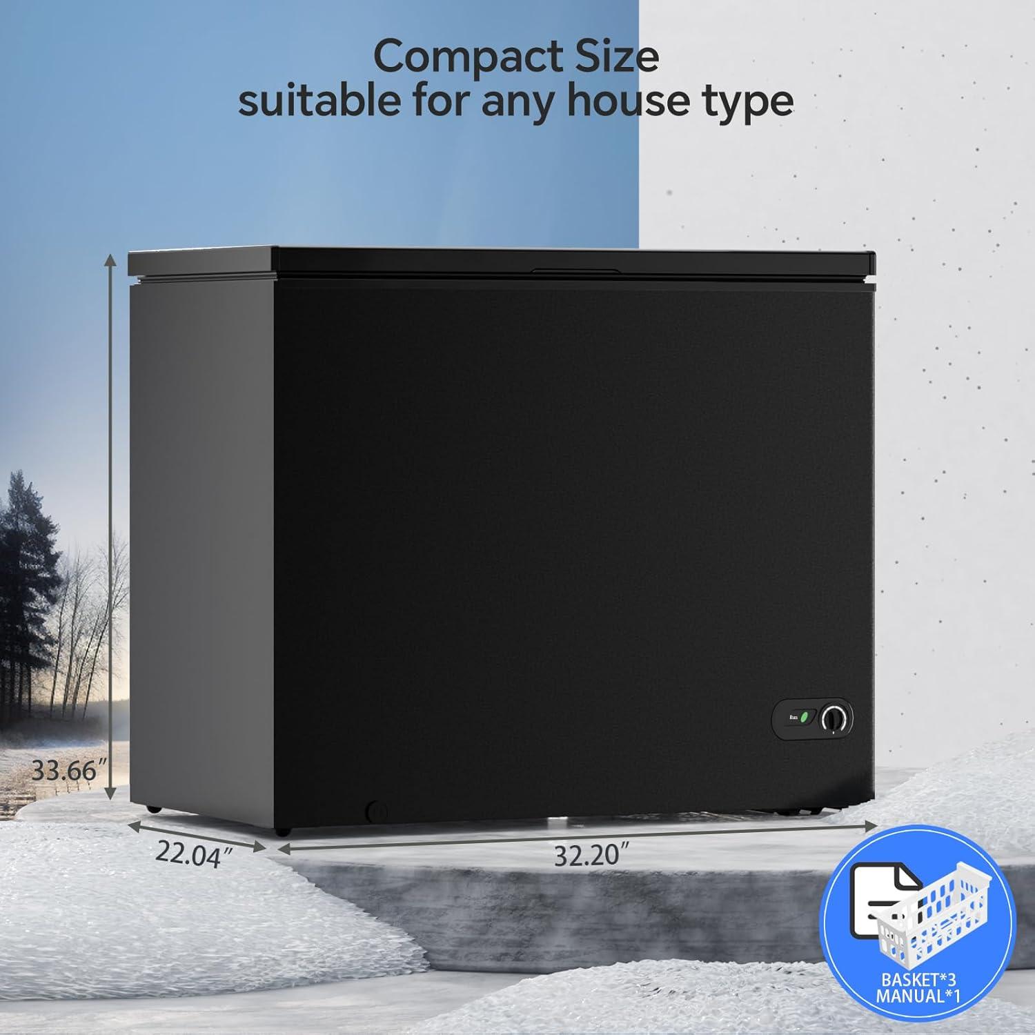 imageKismile 35 Cubic Feet Chest Freezer with 2 Removable Baskets Free Standing Top Open Door Compact Deep Freezer with Adjustable Temperature for HomeKitchenOfficeBar 35 Cubic Feet BlackBlack