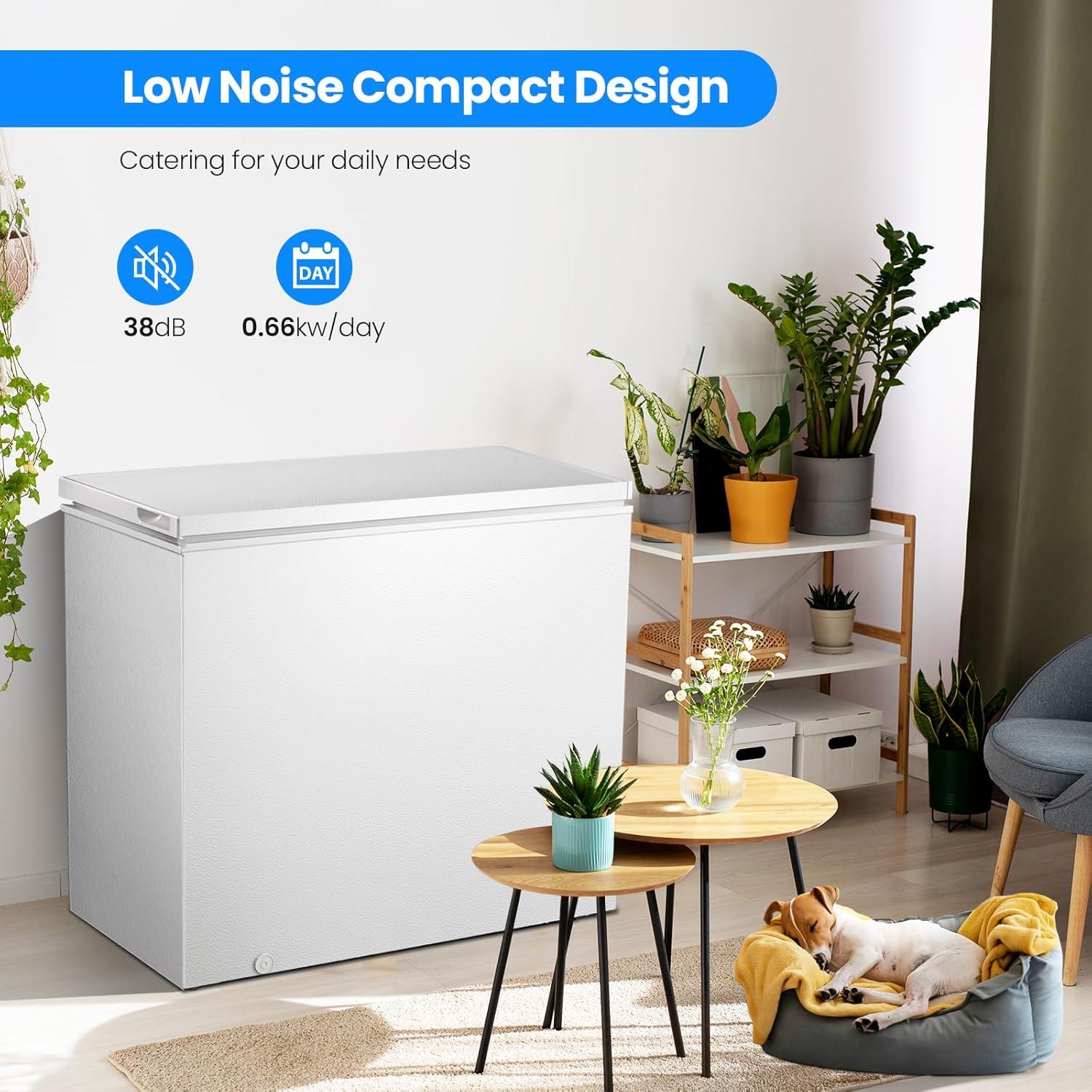 imageKismile 35 Cubic Feet Chest Freezer with 2 Removable Baskets Free Standing Top Open Door Compact Deep Freezer with Adjustable Temperature for HomeKitchenOfficeBar 35 Cubic Feet BlackWhite
