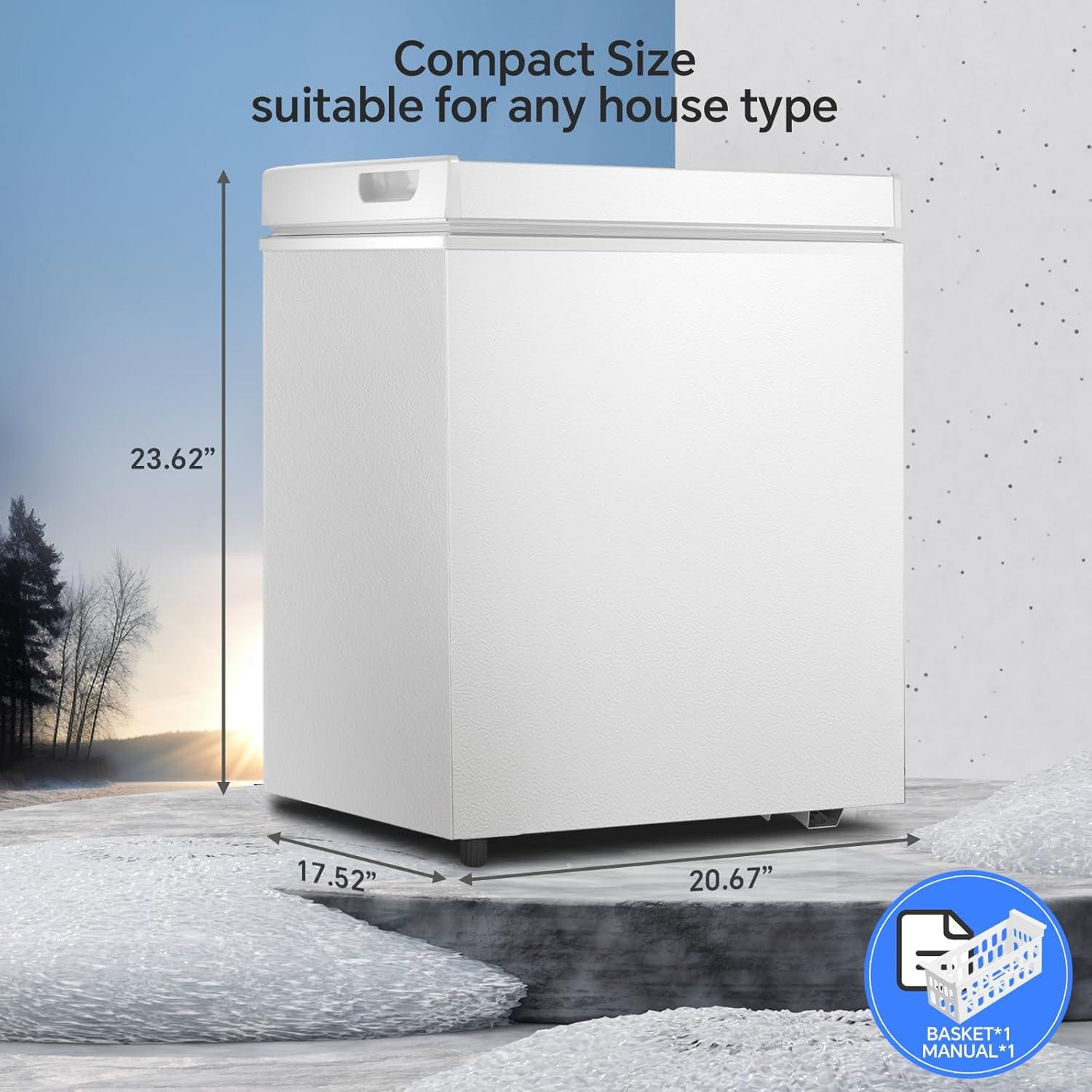 imageKismile 35 Cubic Feet Chest Freezer with 2 Removable Baskets Free Standing Top Open Door Compact Deep Freezer with Adjustable Temperature for HomeKitchenOfficeBar 35 Cubic Feet BlackWhite