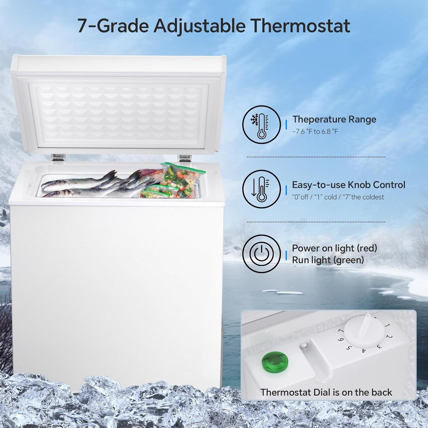 imageKismile 35 Cubic Feet Chest Freezer with 2 Removable Baskets Free Standing Top Open Door Compact Deep Freezer with Adjustable Temperature for HomeKitchenOfficeBar 35 Cubic Feet BlackWhite