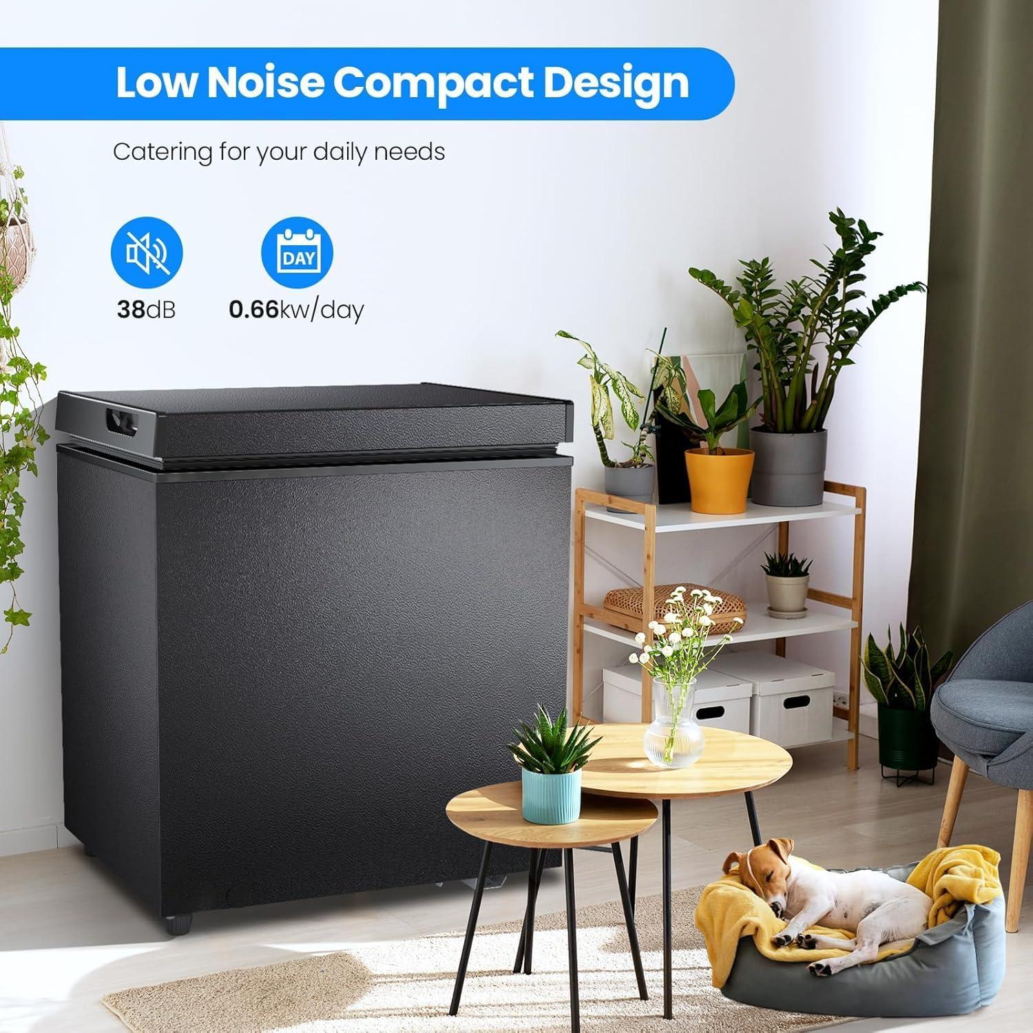 imageKismile 35 Cubic Feet Chest Freezer with 2 Removable Baskets Free Standing Top Open Door Compact Deep Freezer with Adjustable Temperature for HomeKitchenOfficeBar 35 Cubic Feet BlackBlack