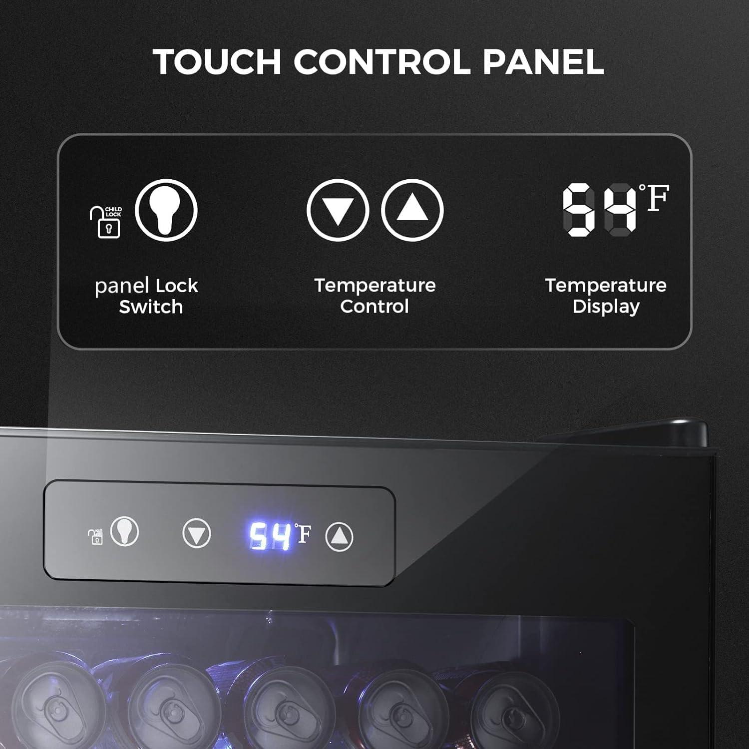 imageKismile 45 Cuft Beverage Refrigerator and Cooler 145 Can Mini Fridge Glass DoorDigital Temperature Display for Soda Beer or Wine Small Drink Dispenser Cooler for Home Office or BarSilverBlack