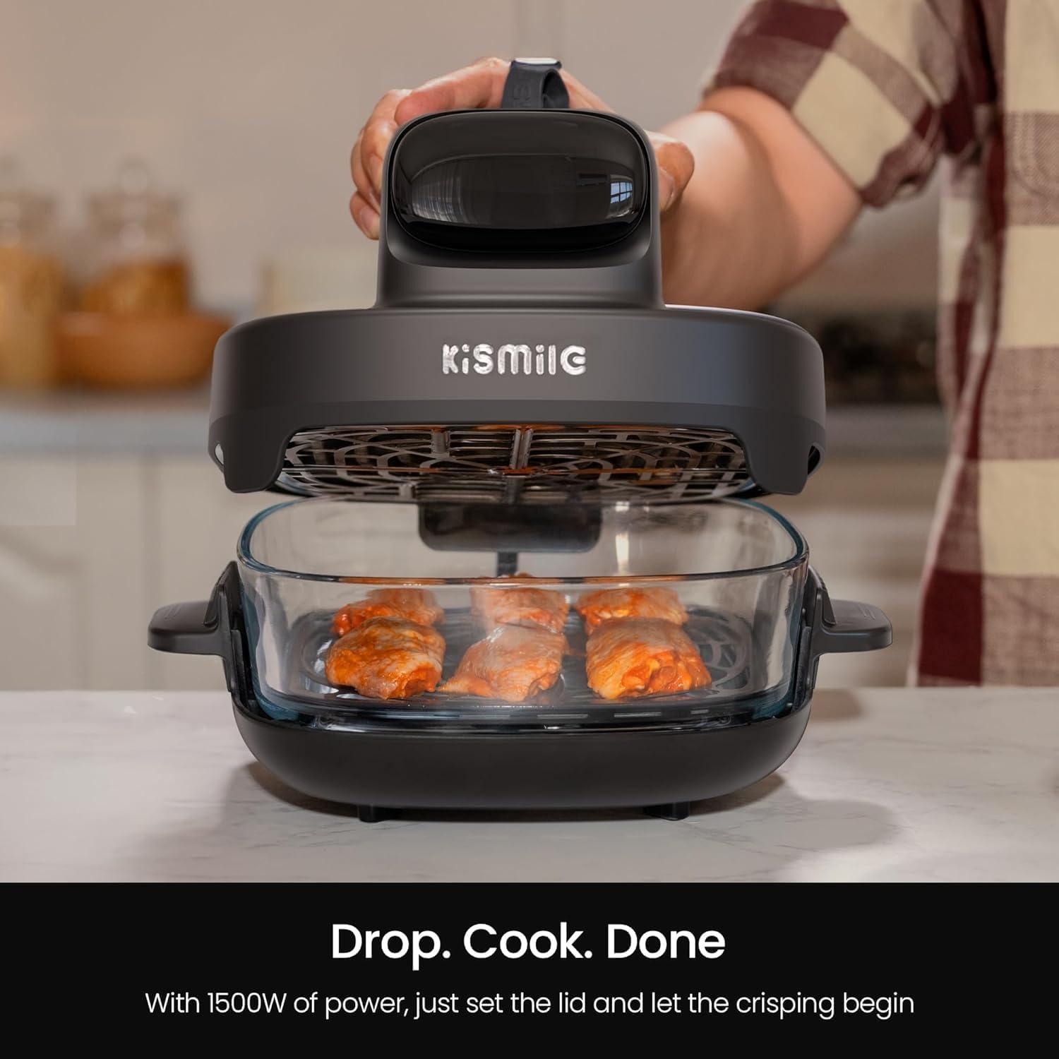 imageKismile 5in1 Portable Glass Air Fryer 26QT ampamp 47QT Dual Glass Containers with Lids 85 Less Oil Compact Smart Air Fryer Oven for Deep Roast Crisp Keep Warm  Freezer ampamp Dishwasher SafeGrey