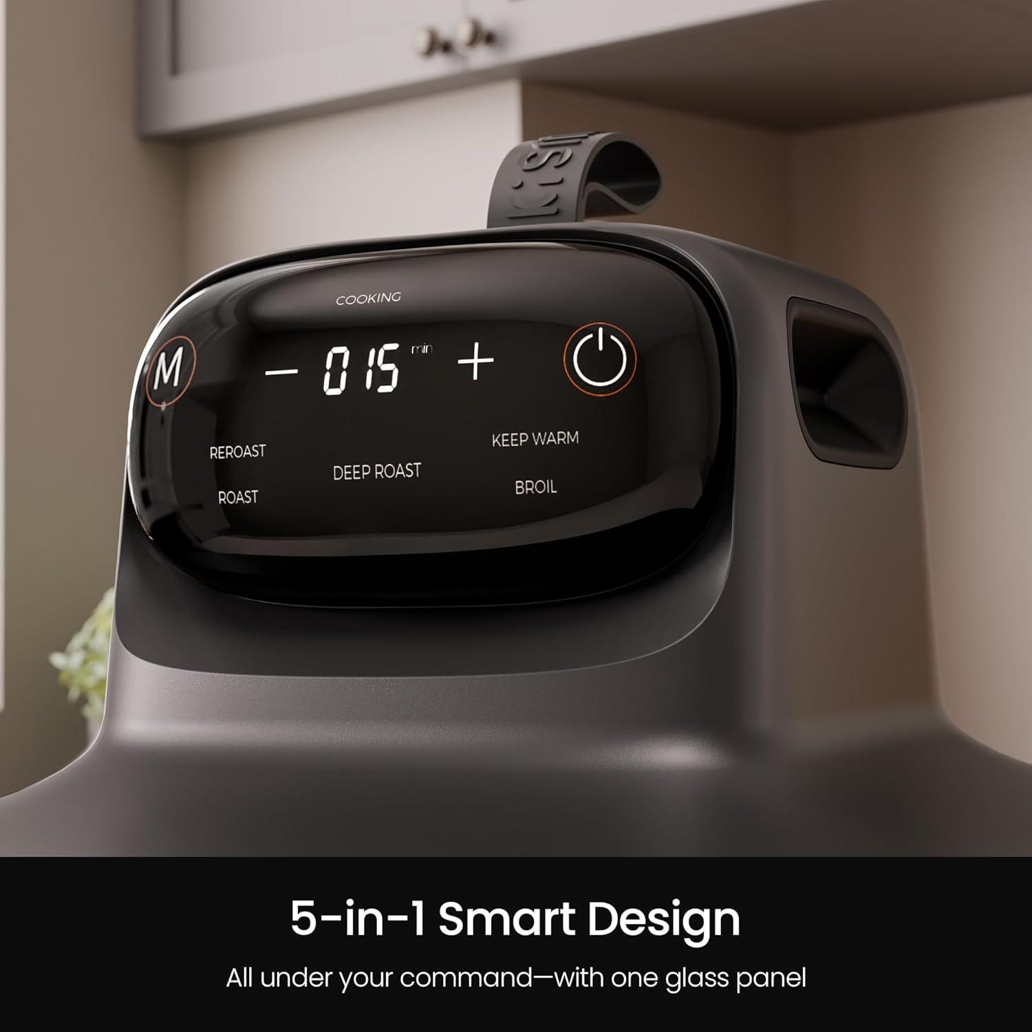 imageKismile 5in1 Portable Glass Air Fryer 26QT ampamp 47QT Dual Glass Containers with Lids 85 Less Oil Compact Smart Air Fryer Oven for Deep Roast Crisp Keep Warm  Freezer ampamp Dishwasher SafeDeep Grey
