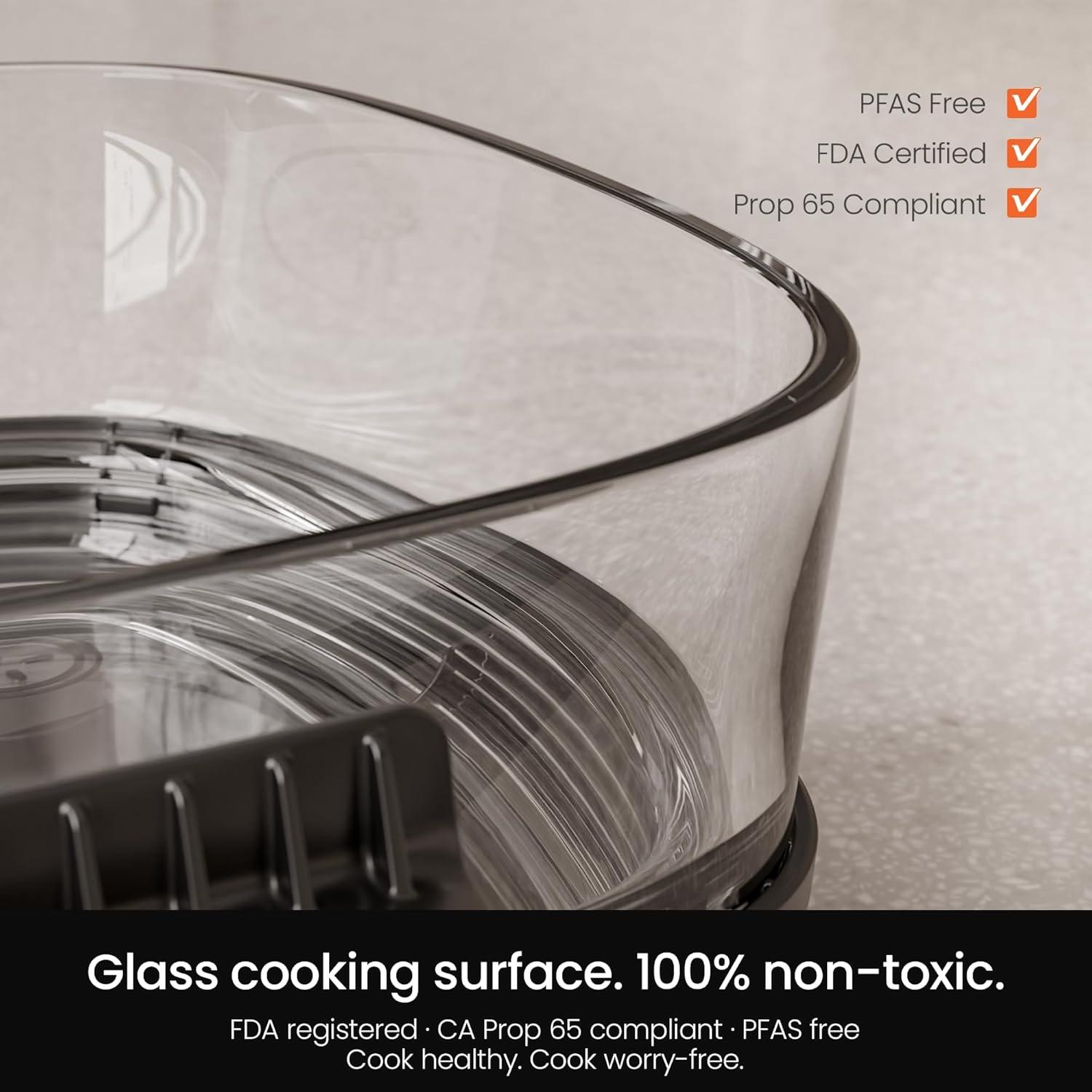 imageKismile 5in1 Portable Glass Air Fryer 26QT ampamp 47QT Dual Glass Containers with Lids 85 Less Oil Compact Smart Air Fryer Oven for Deep Roast Crisp Keep Warm  Freezer ampamp Dishwasher SafeGrey