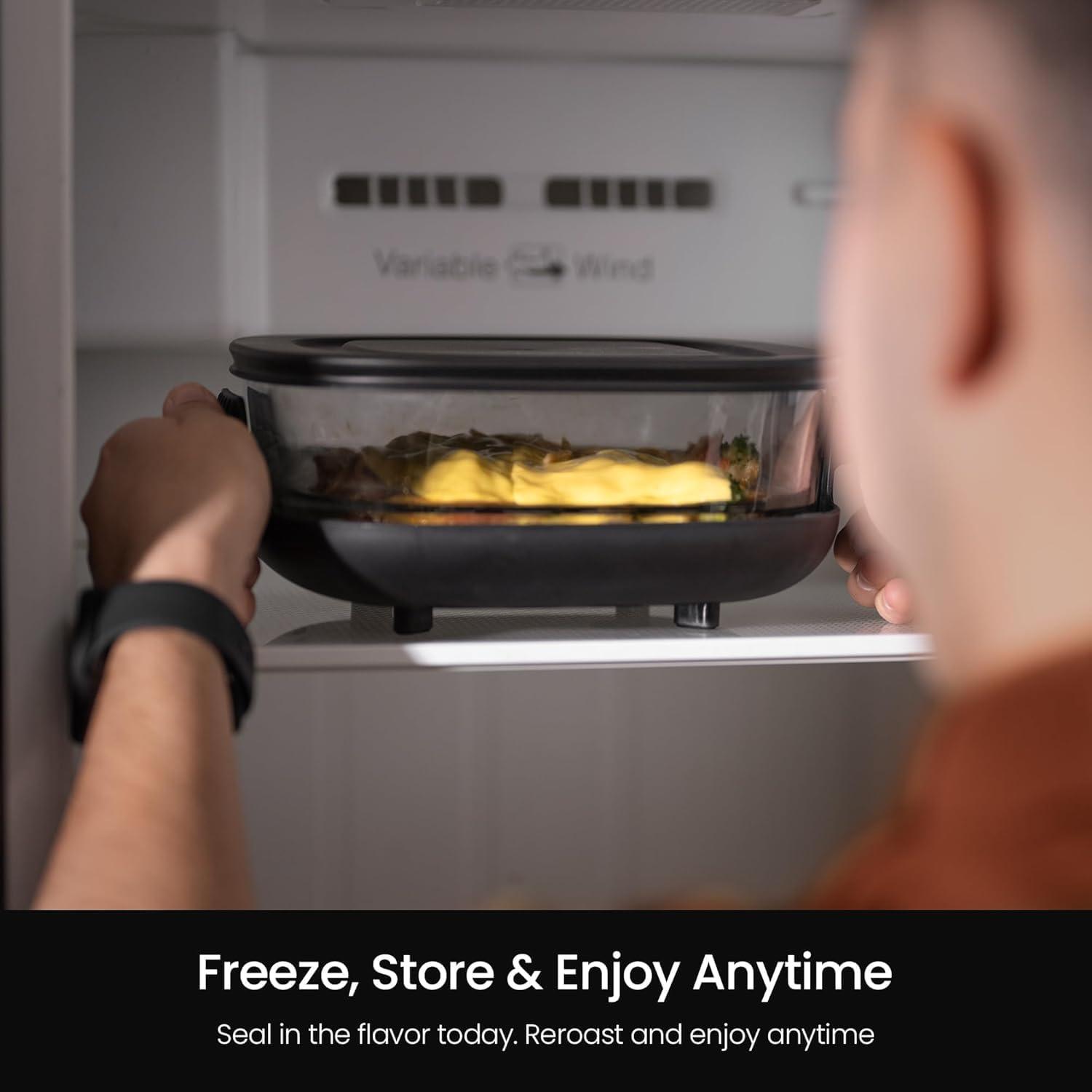 imageKismile 5in1 Portable Glass Air Fryer 26QT ampamp 47QT Dual Glass Containers with Lids 85 Less Oil Compact Smart Air Fryer Oven for Deep Roast Crisp Keep Warm  Freezer ampamp Dishwasher SafeGrey