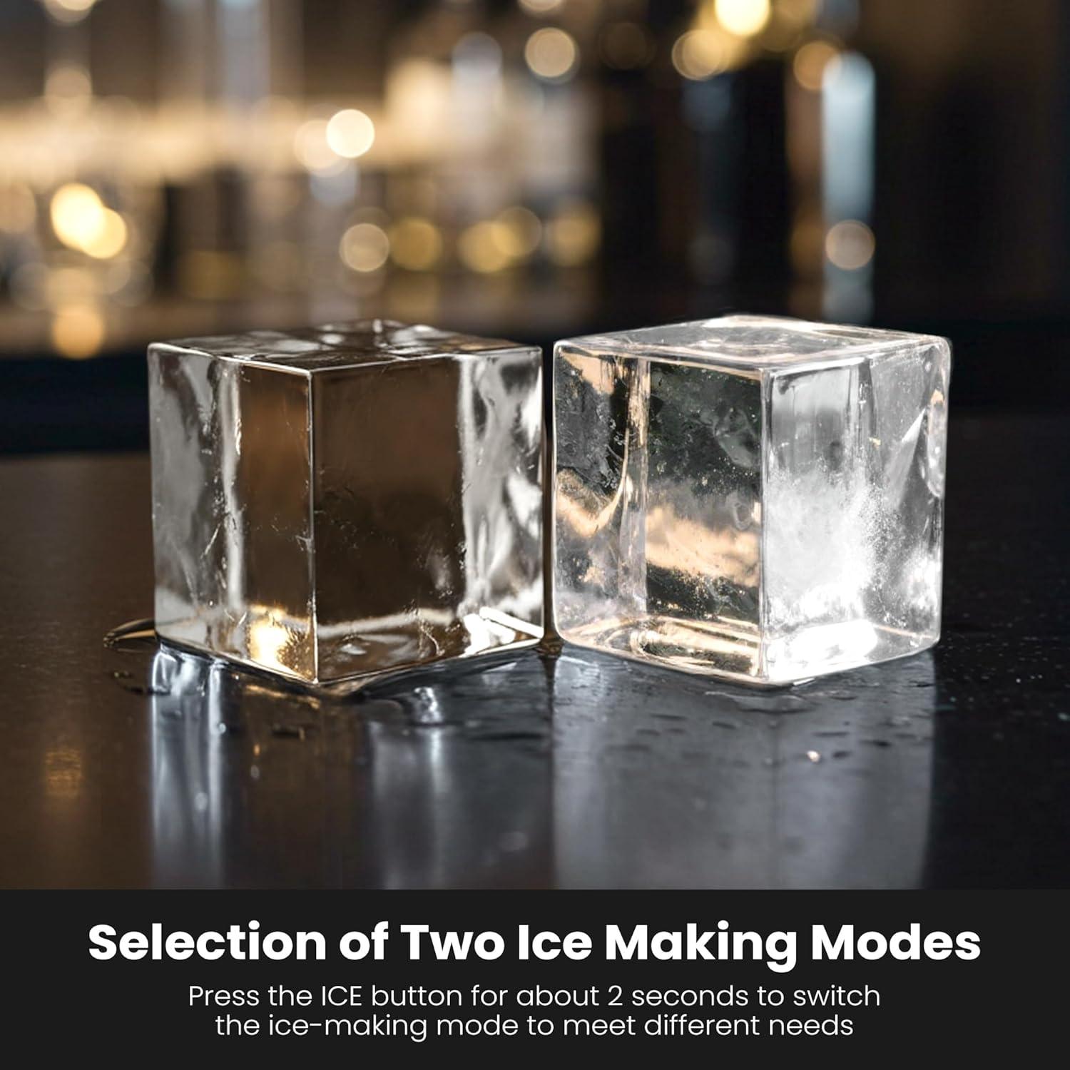 imageKismile Clear Ice Cube Makers3 Cubes in 20 Mins26Lbs24HPortable Ice Makers Countertop with Large Cubic Ice SelfCleaning 24H Timer for Cocktails Whiskey ampamp BourbonBlackBlack