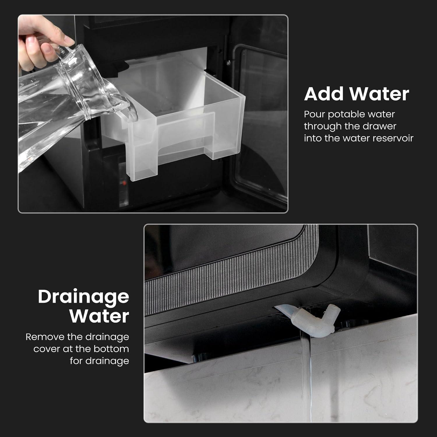 imageKismile Clear Ice Cube Makers3 Cubes in 20 Mins26Lbs24HPortable Ice Makers Countertop with Large Cubic Ice SelfCleaning 24H Timer for Cocktails Whiskey ampamp BourbonBlackBlack