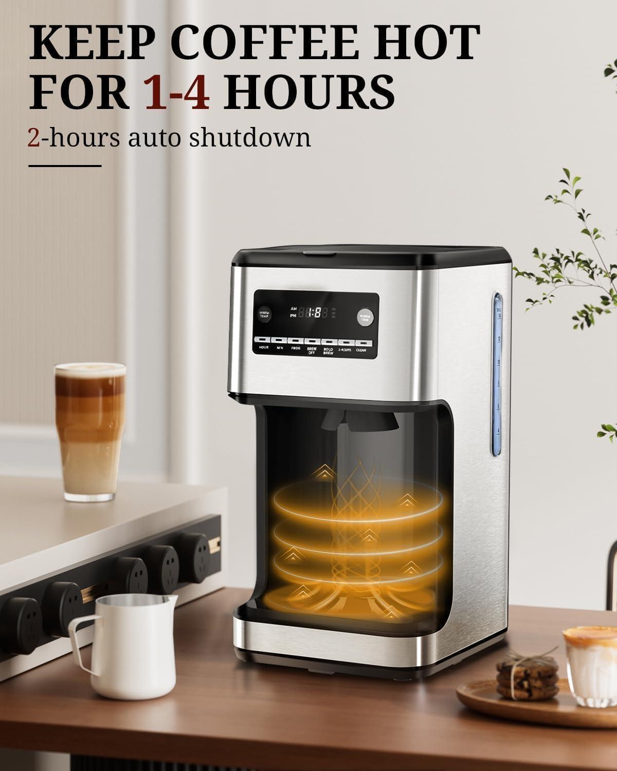 imageKismile Coffee Maker 14Cup Programmable Drip Coffee Makers Machines with Timer Reusable Filter ampamp Keep Hot Plate Auto Pause SelfCleaning Stainless Steel