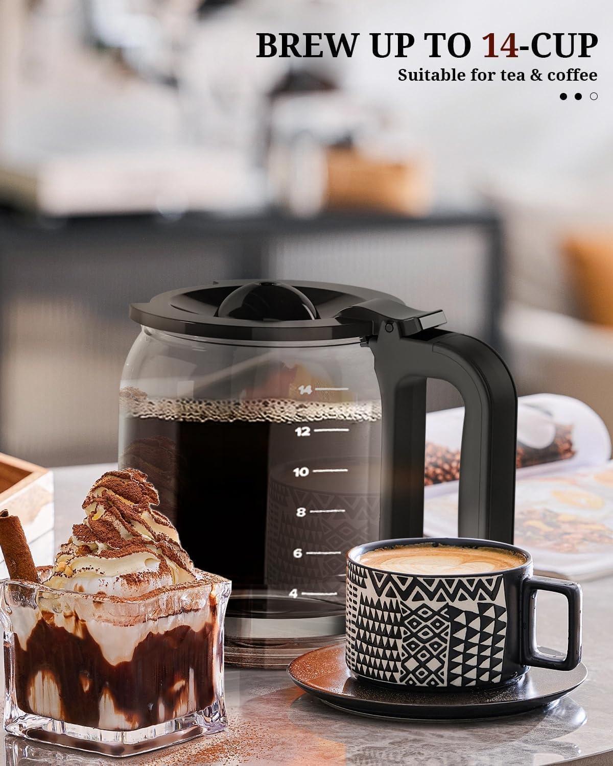 imageKismile Coffee Maker 14Cup Programmable Drip Coffee Makers Machines with Timer Reusable Filter ampamp Keep Hot Plate Auto Pause SelfCleaning Stainless Steel