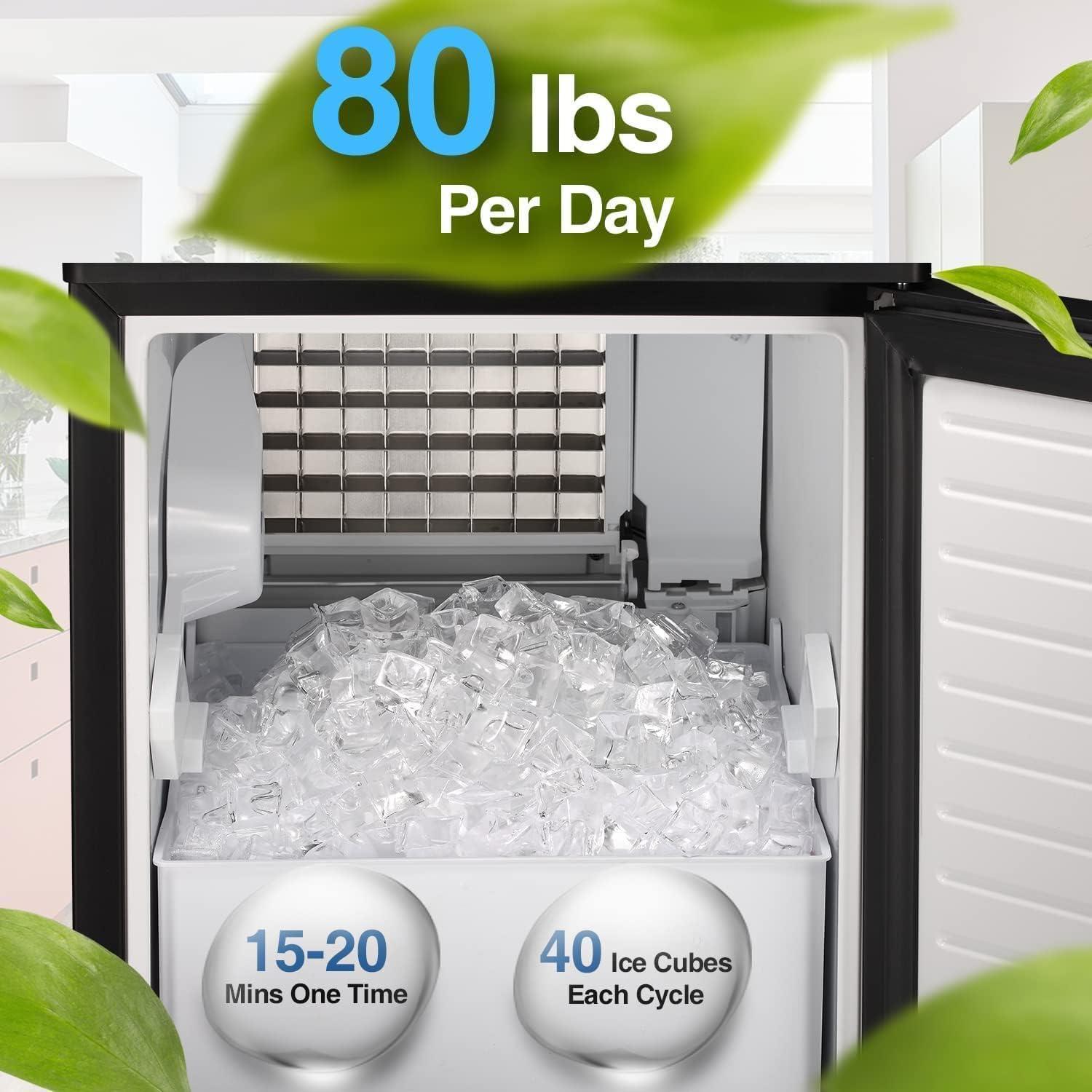 imageKismile Commercial Builtin Ice Maker Machine80LbsDayReversible DoorUndercounter Ice Cube Maker with 24H TimerSelfCleaning Function for HomeOfficeBlack80Lbs24H