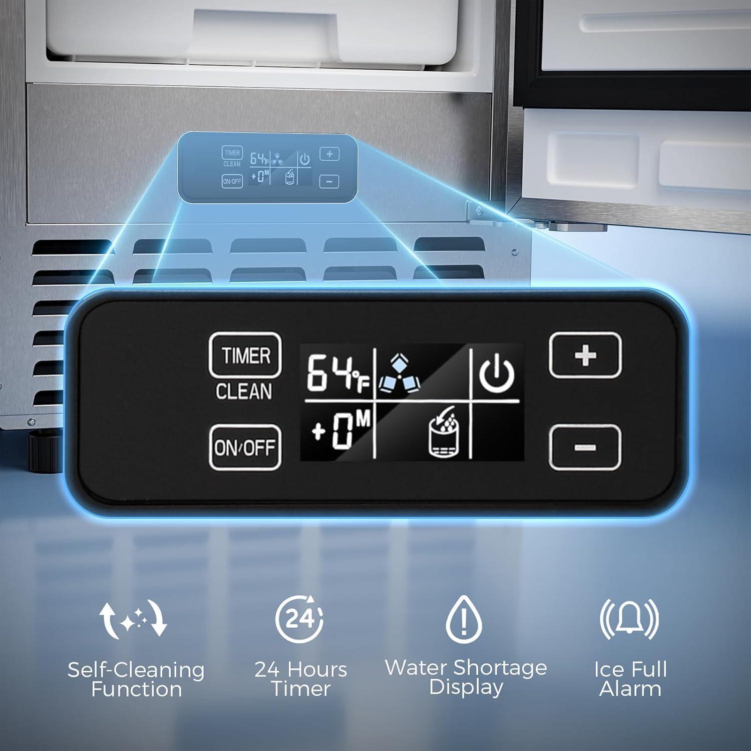 imageKismile Commercial Builtin Ice Maker Machine80LbsDayReversible DoorUndercounter Ice Cube Maker with 24H TimerSelfCleaning Function for HomeOfficeBlack80Lbs24H