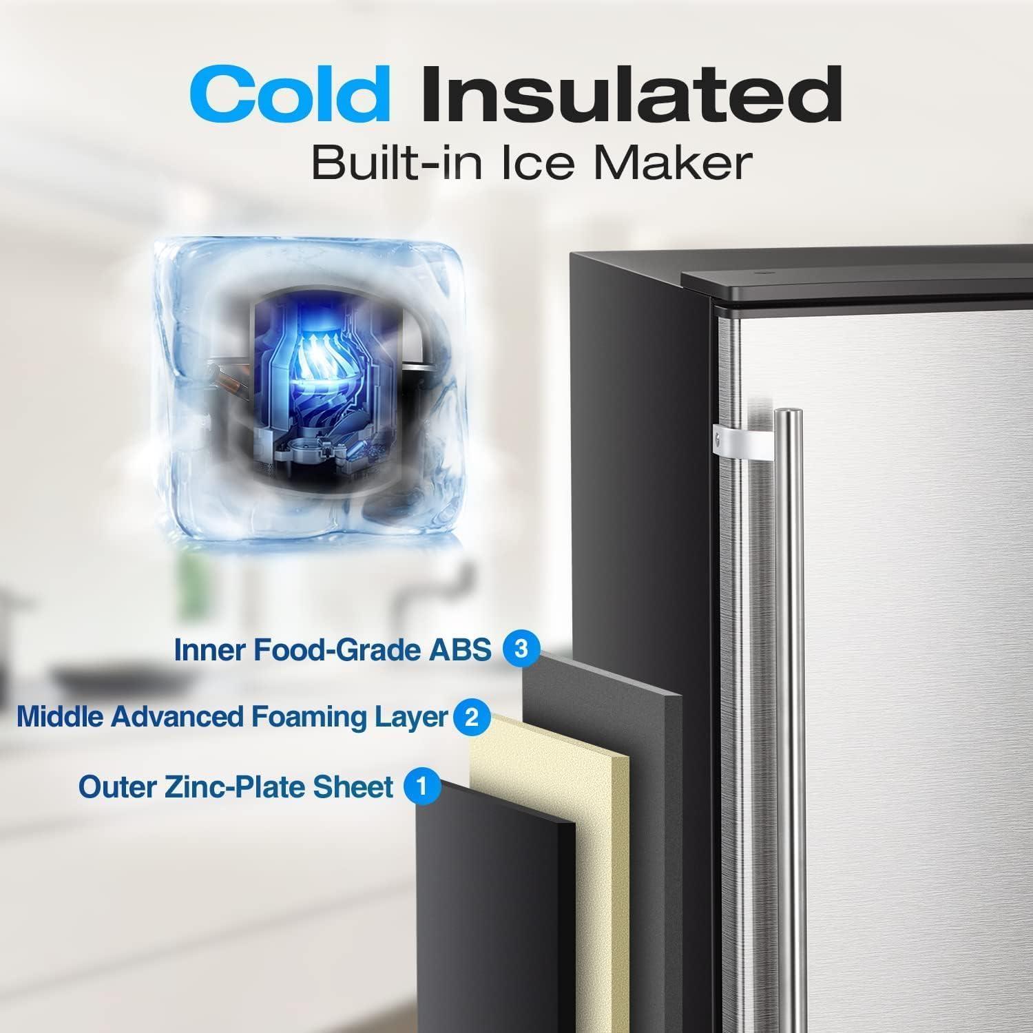imageKismile Commercial Builtin Ice Maker Machine80LbsDayReversible DoorUndercounter Ice Cube Maker with 24H TimerSelfCleaning Function for HomeOfficeBlack80Lbs24H