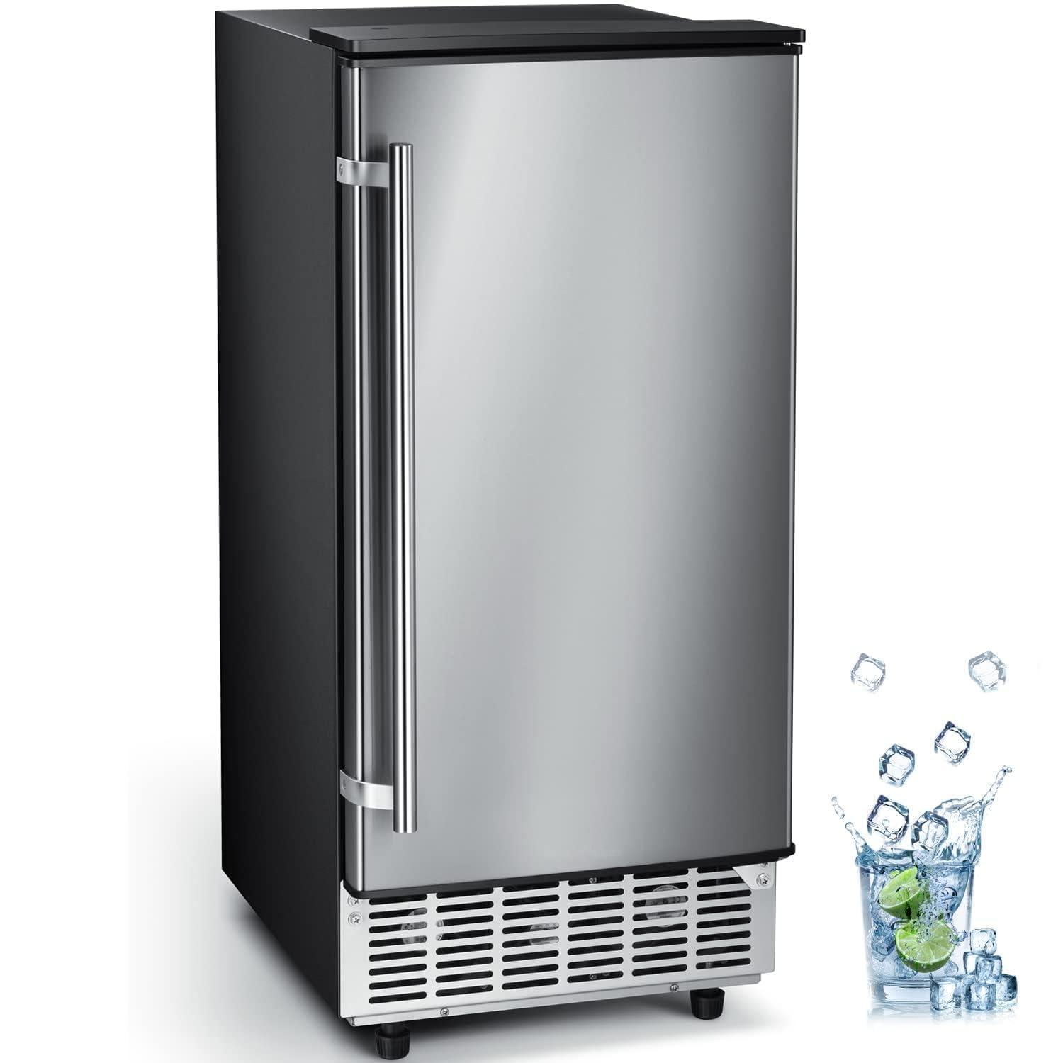 imageKismile Commercial Builtin Ice Maker Machine80LbsDayReversible DoorUndercounter Ice Cube Maker with 24H TimerSelfCleaning Function for HomeOfficeBlack80Lbs24H