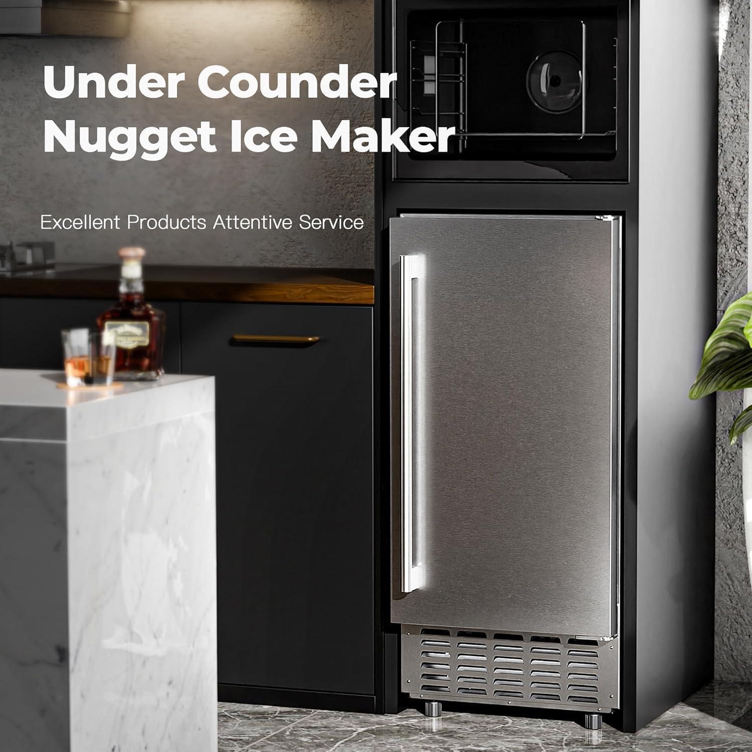 imageKismile Commercial Builtin Ice Maker Machine80LbsDayReversible DoorUndercounter Ice Cube Maker with 24H TimerSelfCleaning Function for HomeOfficeBlack80Lbs24H