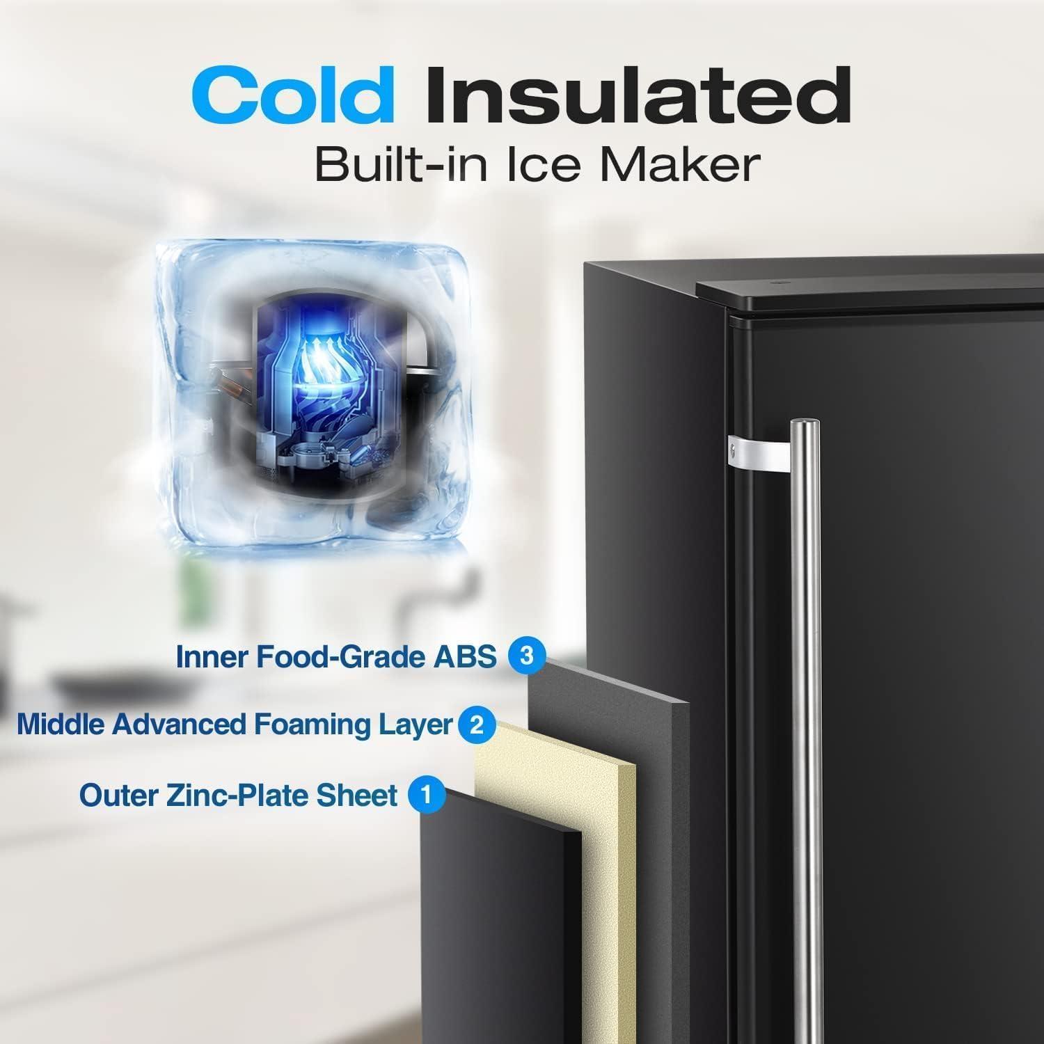 imageKismile Commercial Builtin Ice Maker Machine80LbsDayReversible DoorUndercounter Ice Cube Maker with 24H TimerSelfCleaning Function for HomeOfficeBlack80Lbs24H