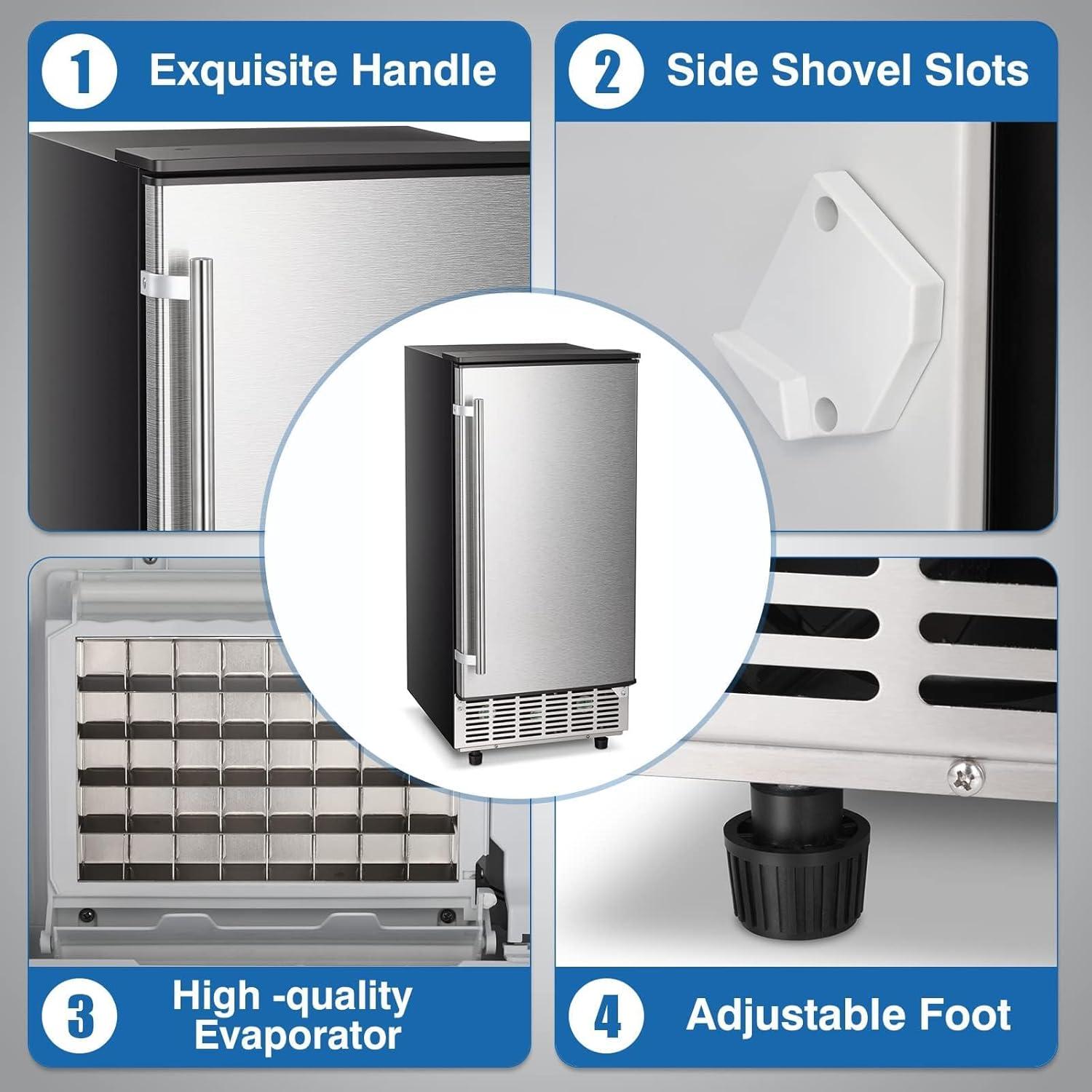 imageKismile Commercial Builtin Ice Maker Machine80LbsDayUnder Counter Ice Cube Maker with Drain Pump ampamp 24H TimerReversible DoorBuiltin Freestanding Ice Maker for Home ampamp OfficeSilver