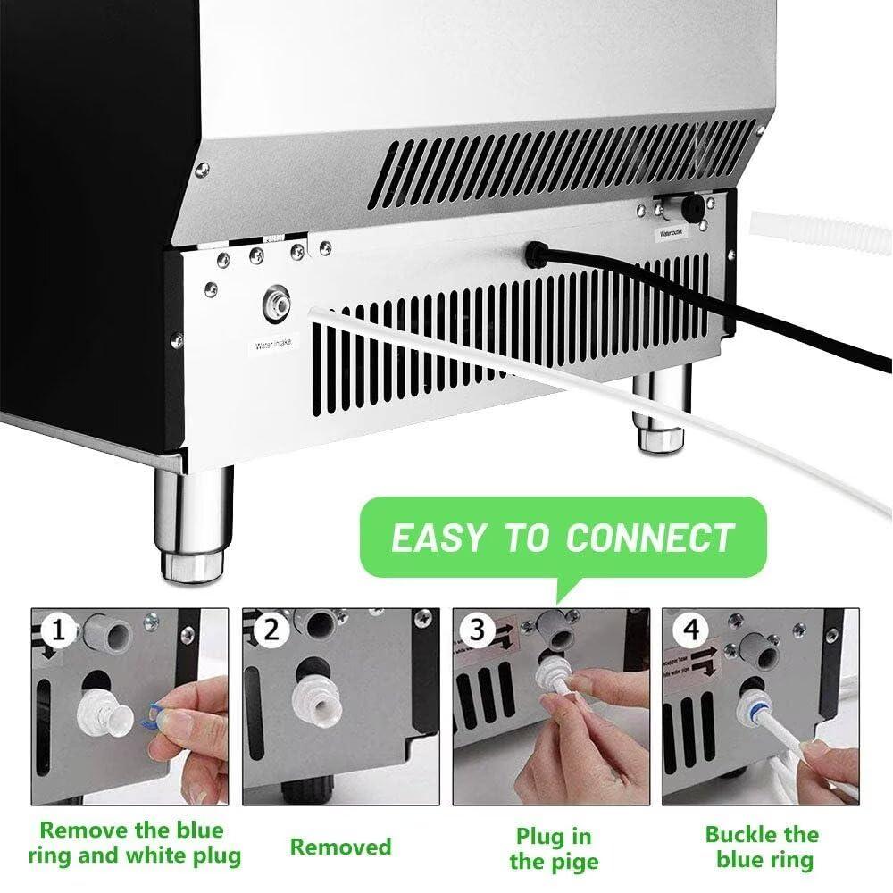 imageKismile Commercial Ice Maker Freestanding Square Ice Cube Maker 265lbs24h 55lbs Storage Bin Full Heavy Duty Stainless Steel Construction Ice Maker Machine for Home Bar Coffee Shop Business