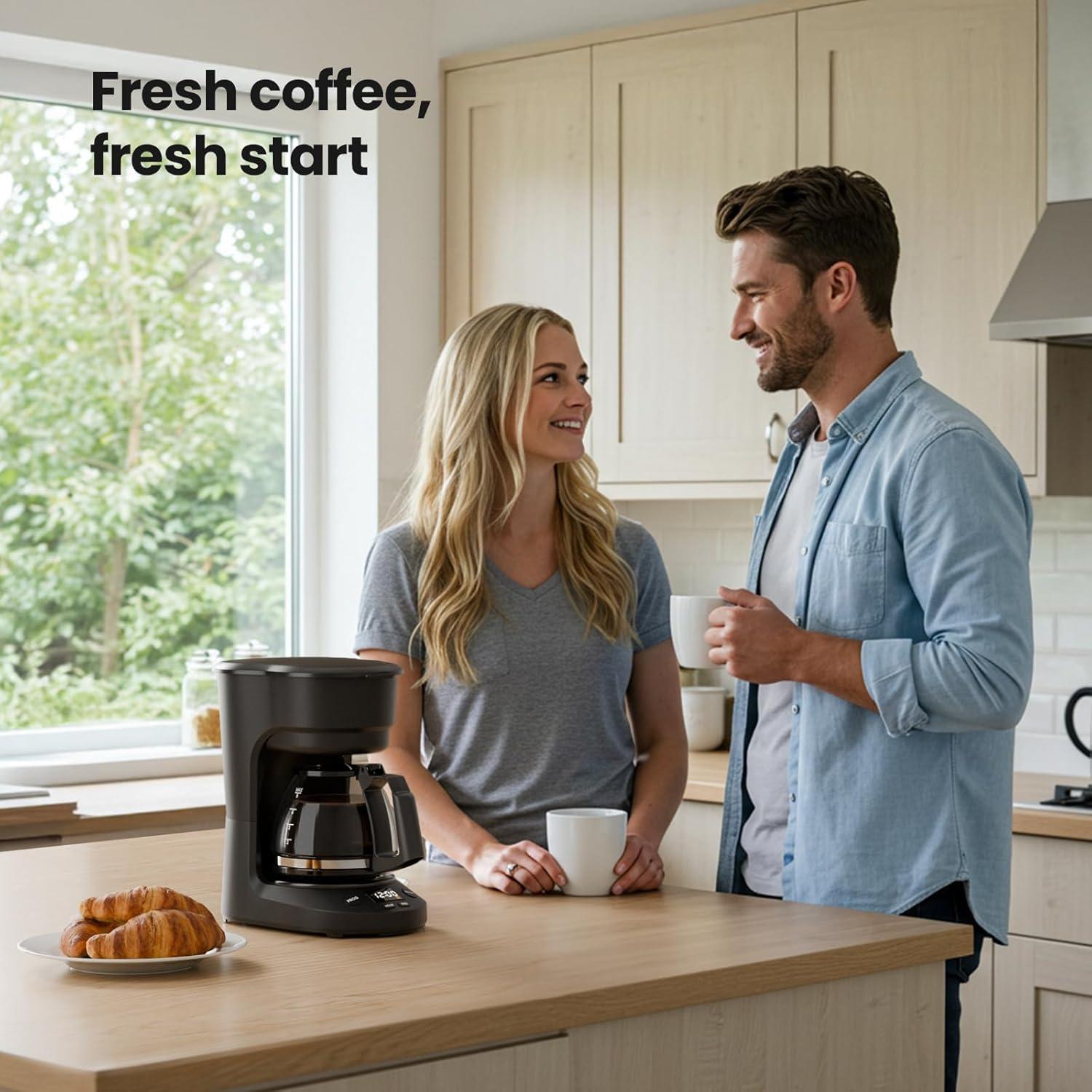 imageKismile Compact Drip Coffee Maker AntiDrip System Timer Removable Funnel ampamp Auto ShutOff AntiDry Protection Perfect Small Coffee Machine for Home ampamp Office BlackBlack Neo