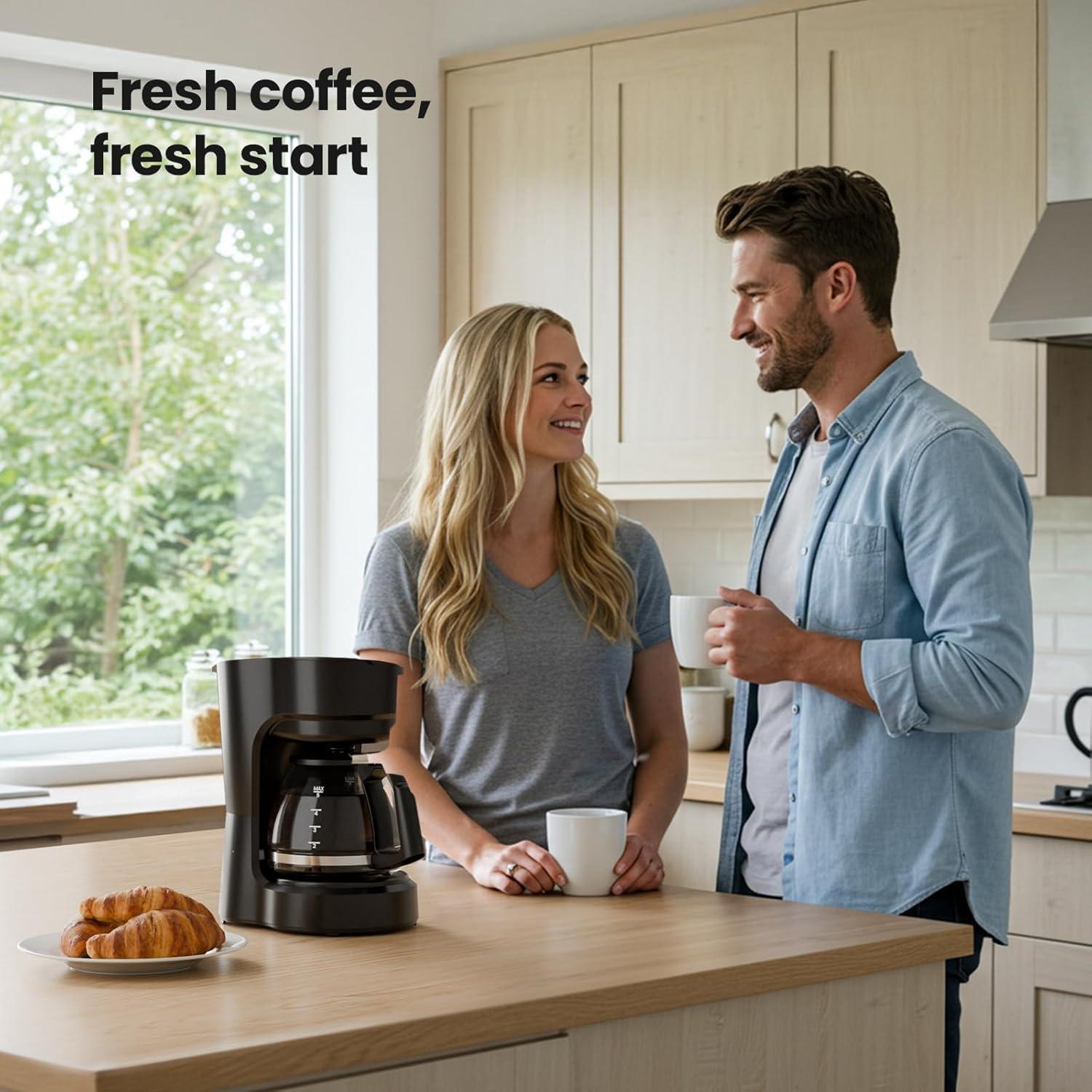 imageKismile Compact Drip Coffee Maker AntiDrip System Timer Removable Funnel ampamp Auto ShutOff AntiDry Protection Perfect Small Coffee Machine for Home ampamp Office BlackBlack
