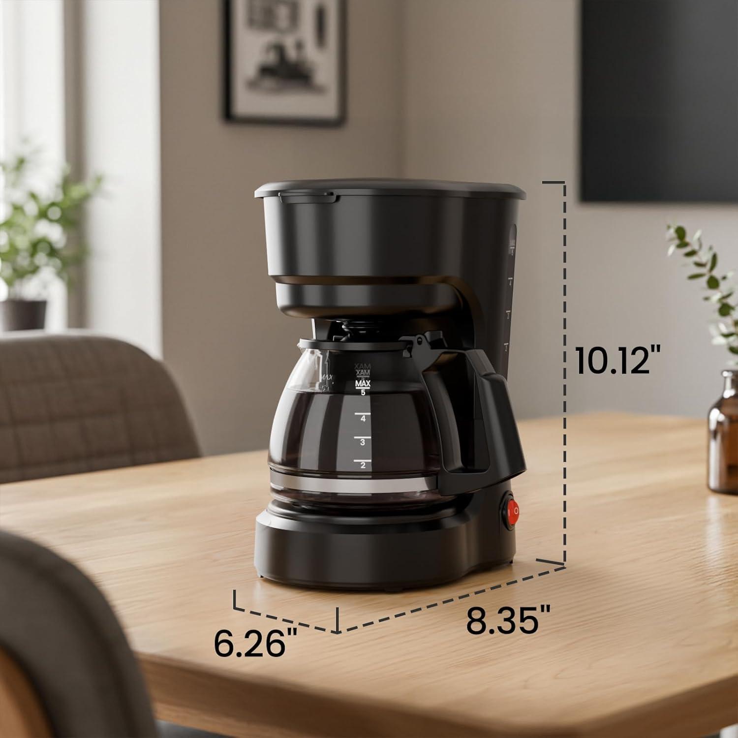 imageKismile Compact Drip Coffee Maker AntiDrip System Timer Removable Funnel ampamp Auto ShutOff AntiDry Protection Perfect Small Coffee Machine for Home ampamp Office BlackBlack