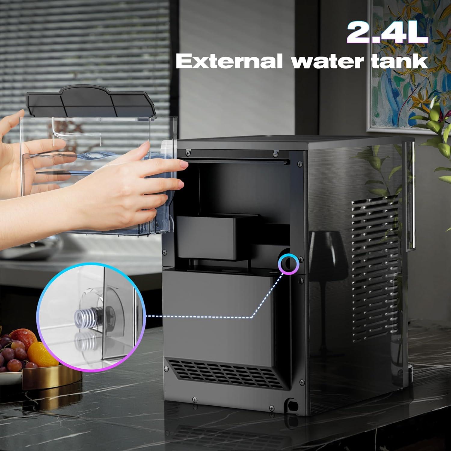 imageKismile Countertop Nugget Ice Maker 20DN 50LBSDay Output SelfCleaning Soft Chewable PebblePellet Ice with OneClick Operation for HomeBlack