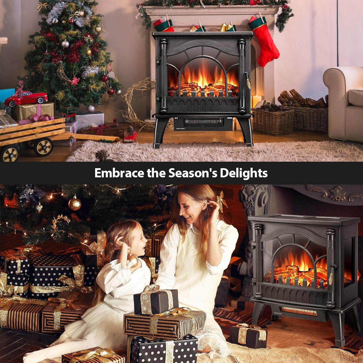 imageKismile Electric Fireplace Stove1500W Infrared Fireplace Heater with 3D Realistic FlameOverheating Protection22inch Portable Freestanding Electric Fireplace for Indoor Use