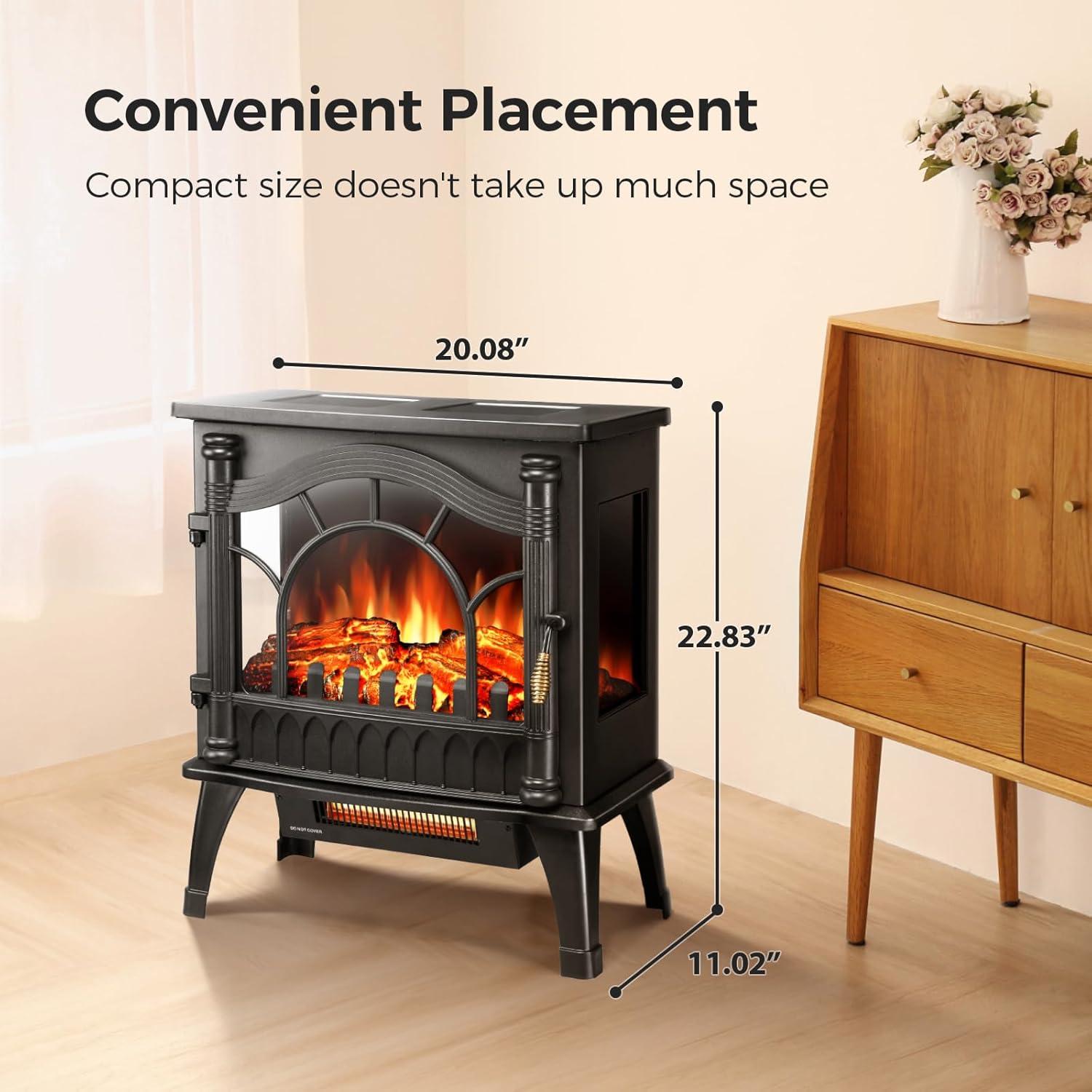 imageKismile Electric Fireplace Stove1500W Infrared Fireplace Heater with 3D Realistic FlameOverheating Protection22inch Portable Freestanding Electric Fireplace for Indoor Use