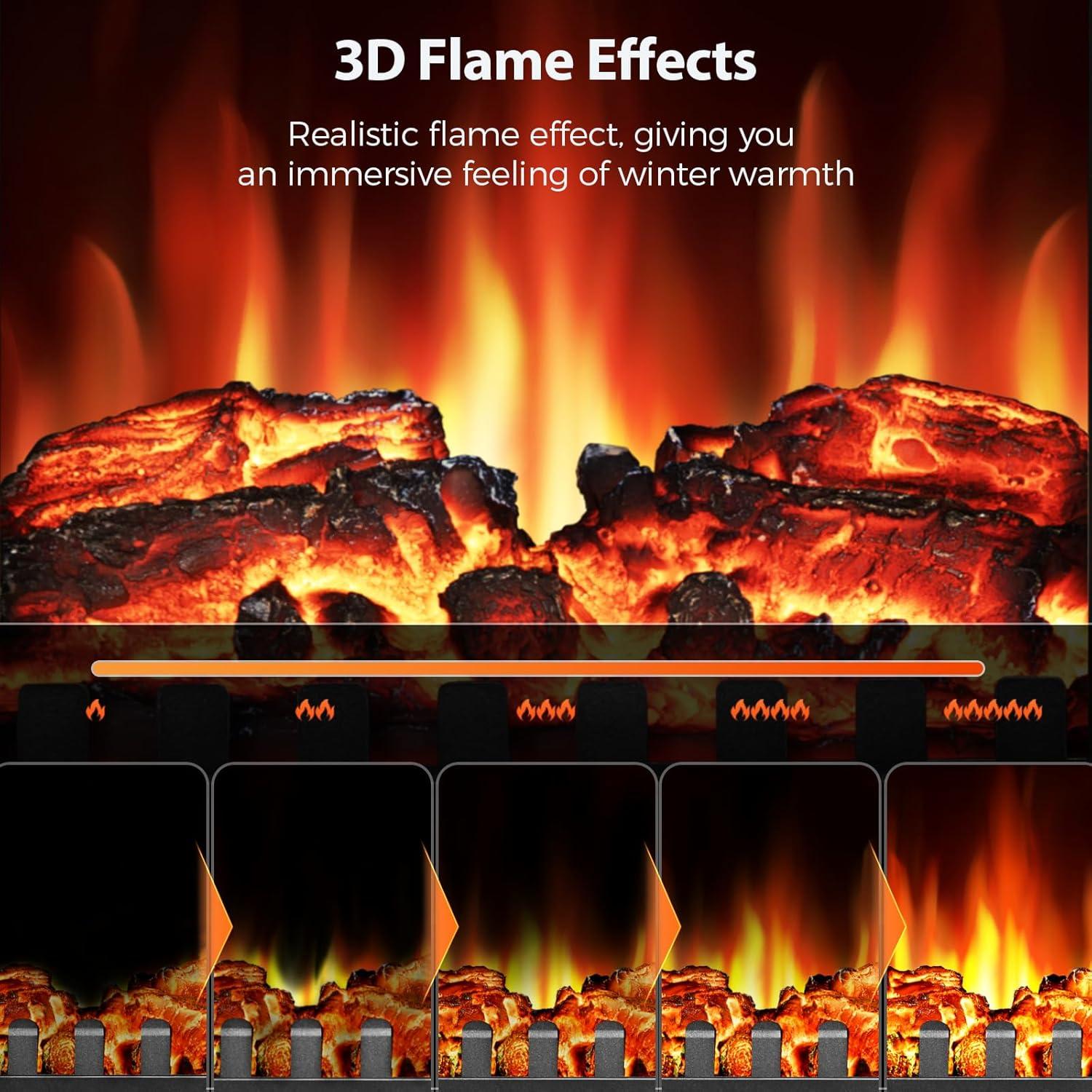 imageKismile Electric Fireplace Stove1500W Infrared Fireplace Heater with 3D Realistic FlameOverheating Protection22inch Portable Freestanding Electric Fireplace for Indoor Use