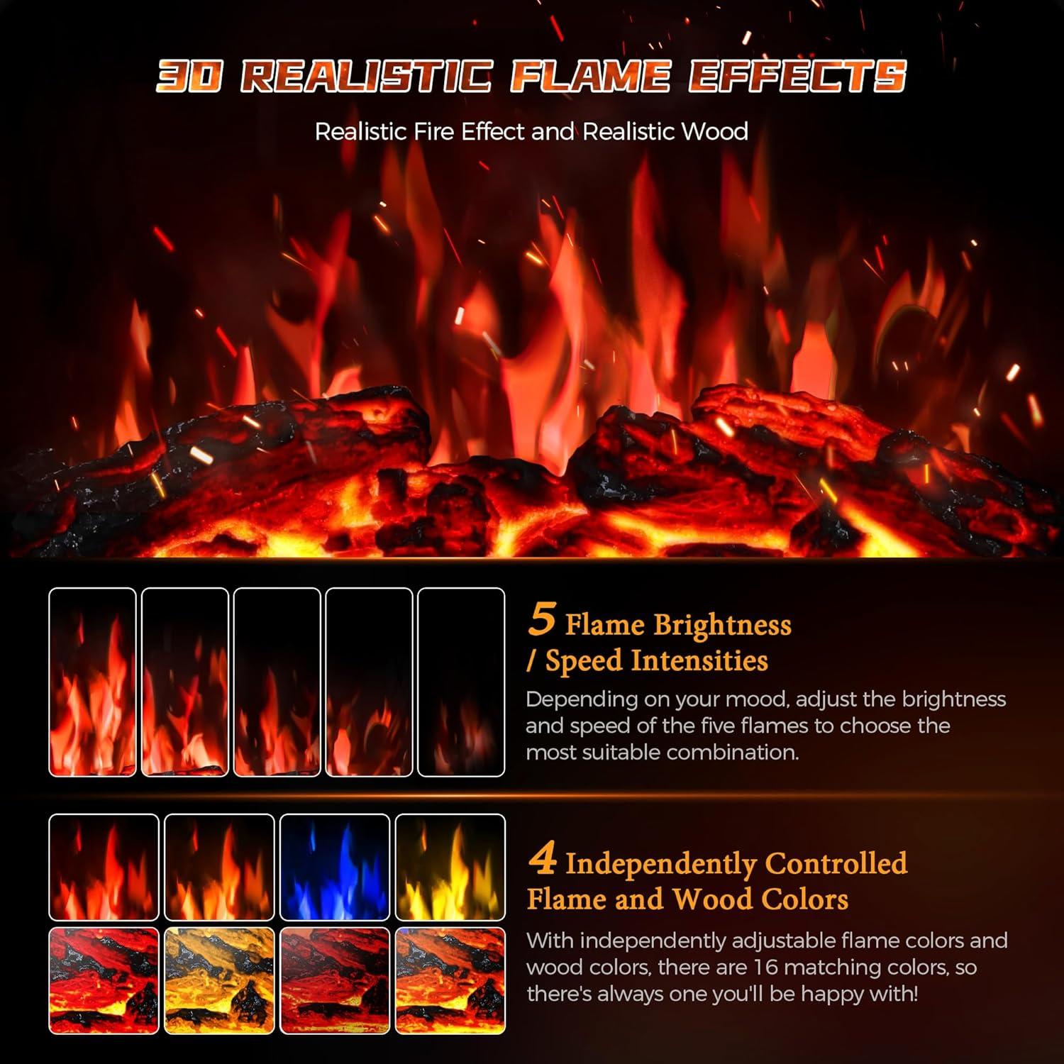 imageKismile Electric Firplace Heater 24inch ampamp 1500W Infrared Heaters for Indoor Use with Remote Control 5100BTU Small Electric Stove with 3D Flame Effect and Heating Mode Overheating SafeBlack