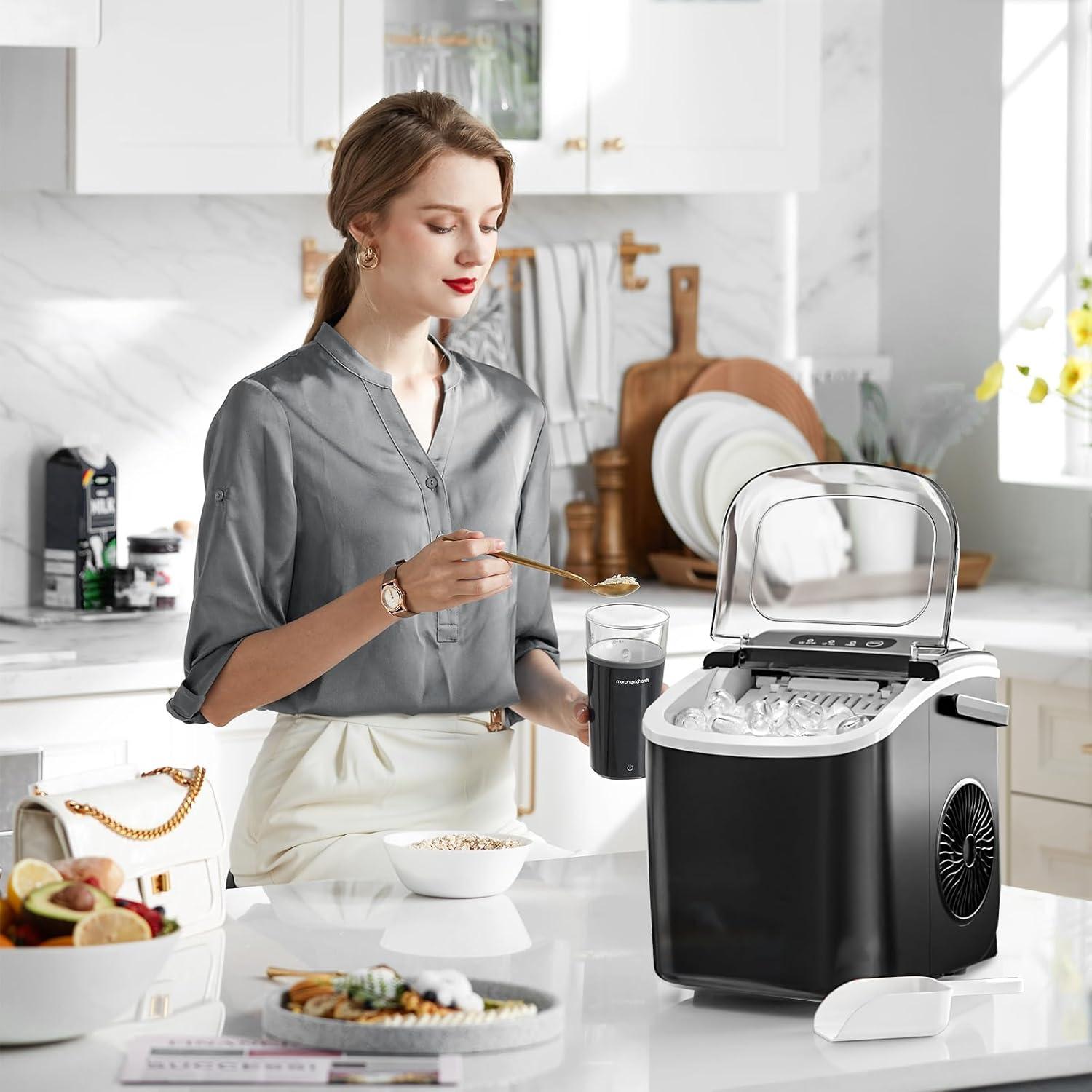 imageKismile Ice Makers Countertop with Carry Handle26LbsDay9 Cubes in 6 MinsSelfCleaning Ice Machine for HomeOfficeKitchen BlackBlack