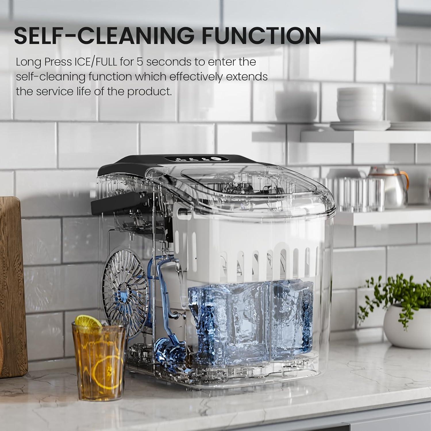 imageKismile Ice Makers Countertop with Carry Handle26LbsDay9 Cubes in 6 MinsSelfCleaning Ice Machine for HomeOfficeKitchen BlackBlack